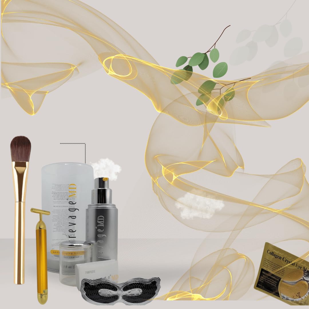 Best Anti-Aging Facial Serum & Under Eye Rejuvenating Mask Set with Applicator - Dark Circle Treatment & Wrinkle Reduction for Women - Perfect for Night Routine & Travel Skincare