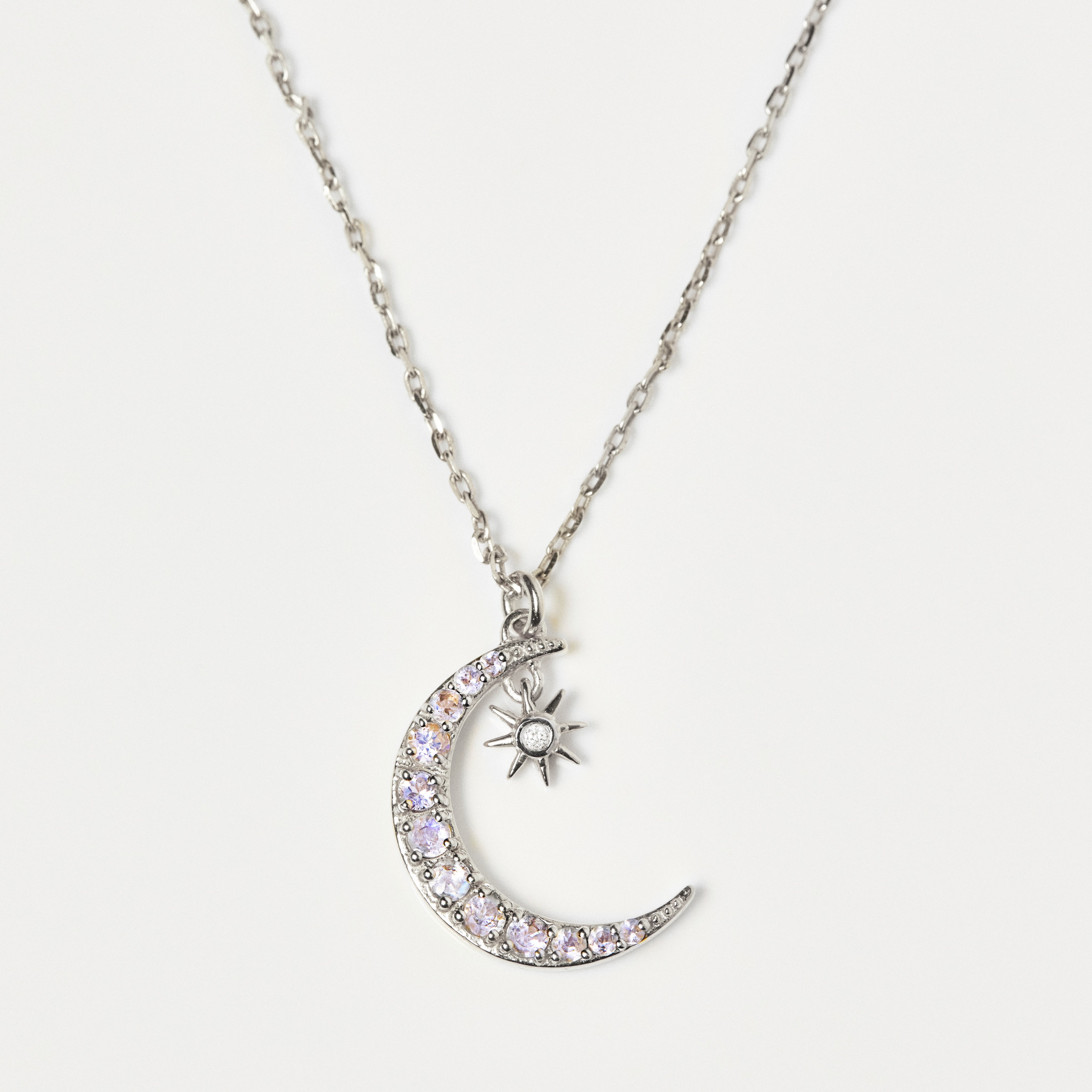 Moonstone and Diamond Moon & Star Necklace - Elegant Celestial Jewelry for Women - Perfect for Gifts, Weddings, and Special Occasions