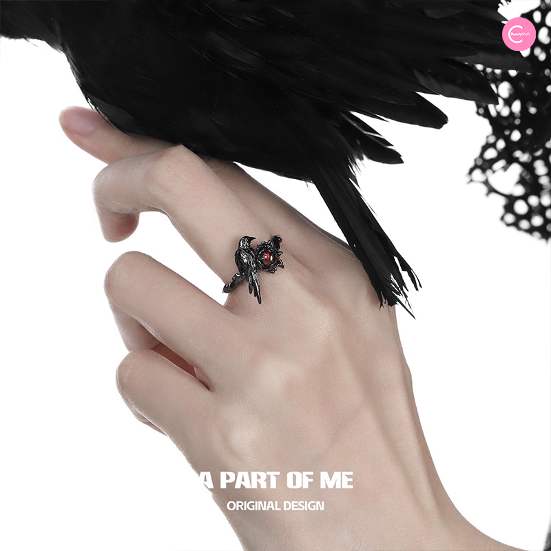 Pure Silver Raven Ring for Women - Gothic Jewelry for Everyday Wear, Gift for Her - Perfect for Halloween, Cosplay & Witchy Aesthetic