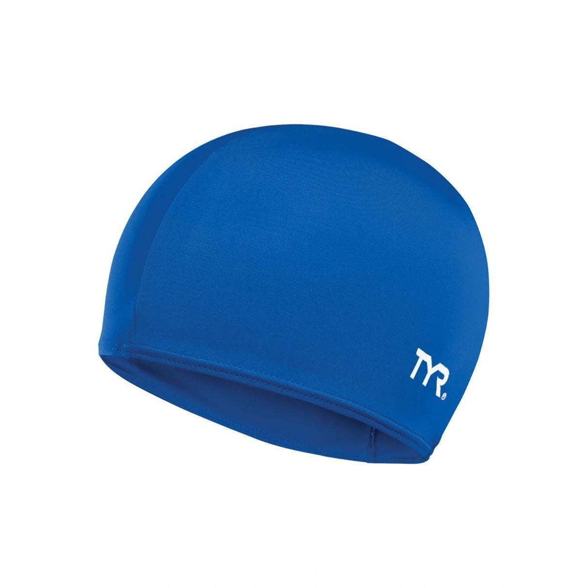 TYR Solid Lycra Fiber Swim Cap for Competitive Swimming, Training & Lap Pools - Comfortable Silicone-Free Swimming Cap for Men & Women