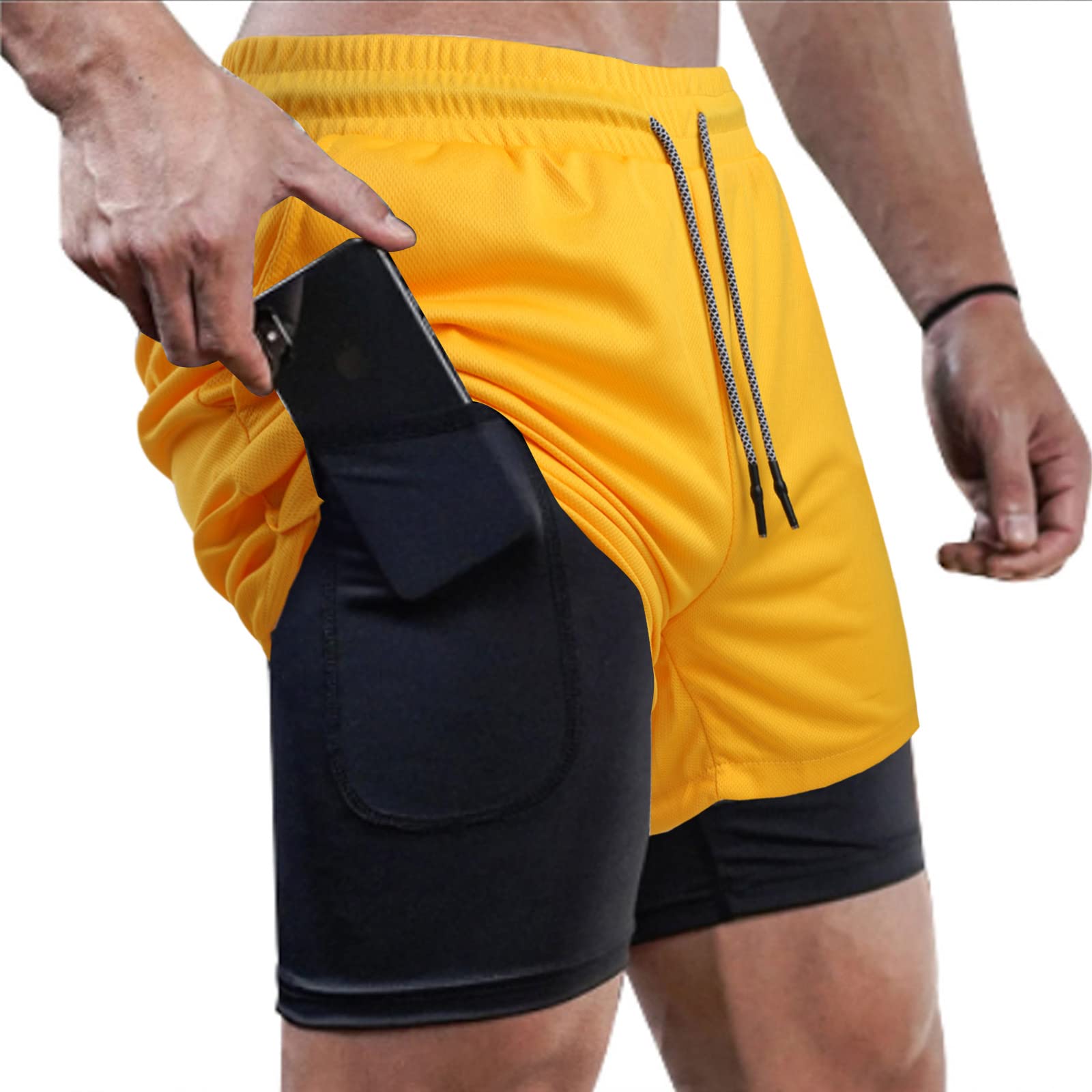 Surenow Men's Running Shorts - 2-in-1 Workout Shorts with Liner, 7-Inch Gym Yoga Athletic Shorts for Running, Training & Outdoor Sports | Perfect for Jogging, Hiking & Fitness Activities