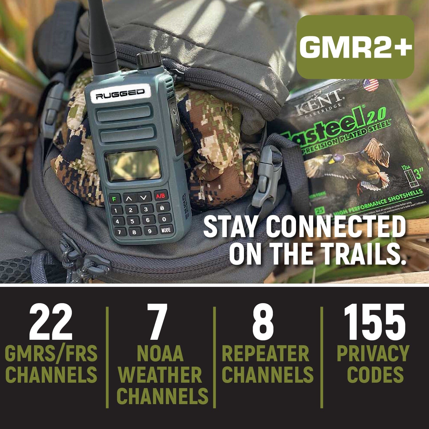GMRS and FRS Handheld Two Way Radio - Model GMR2 PLUS in High Visibility Yellow | Long Range Walkie Talkies for Outdoor Adventures, Construction Sites & Emergency Communication