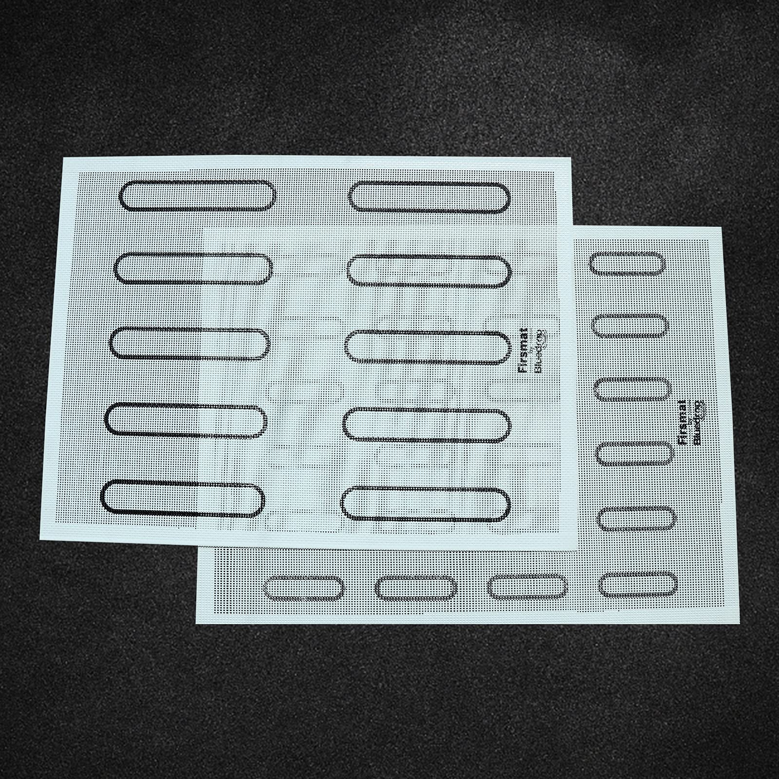 Firsmat 2-Pack Perforated Eclair Mesh Silicone Baking Mats for Bread, Tartlets, Cookies - Non-Stick Oven Sheets (11.8