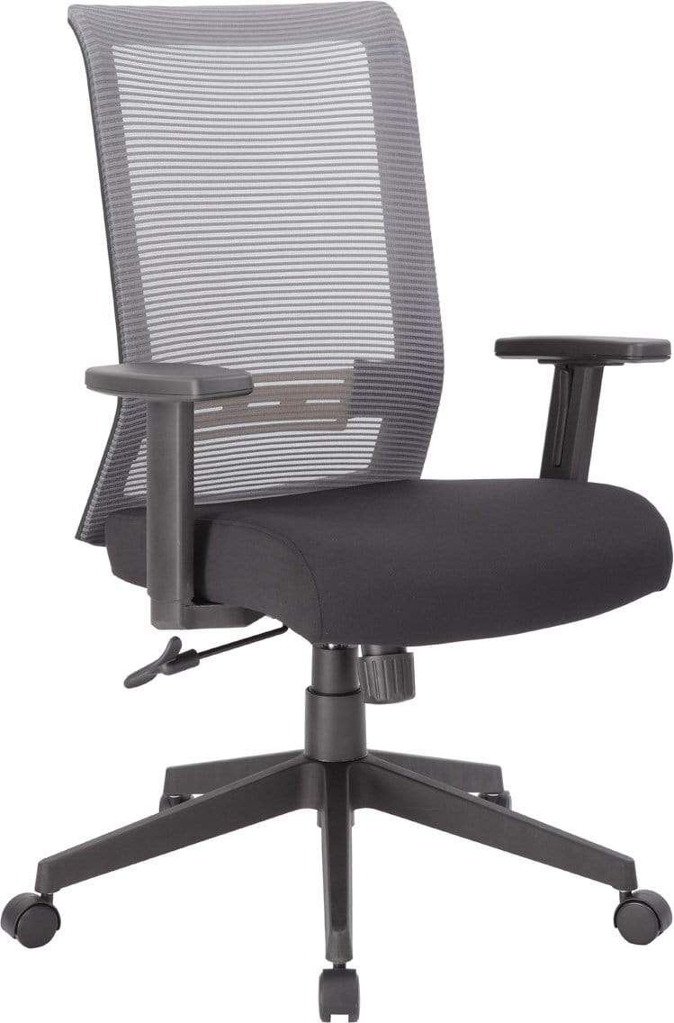 Ergonomic Boss Mesh Task Chair in Grey - Adjustable Height Office Chair with Lumbar Support [B6566GY BK] for Home Office, Conference Room & Workspace