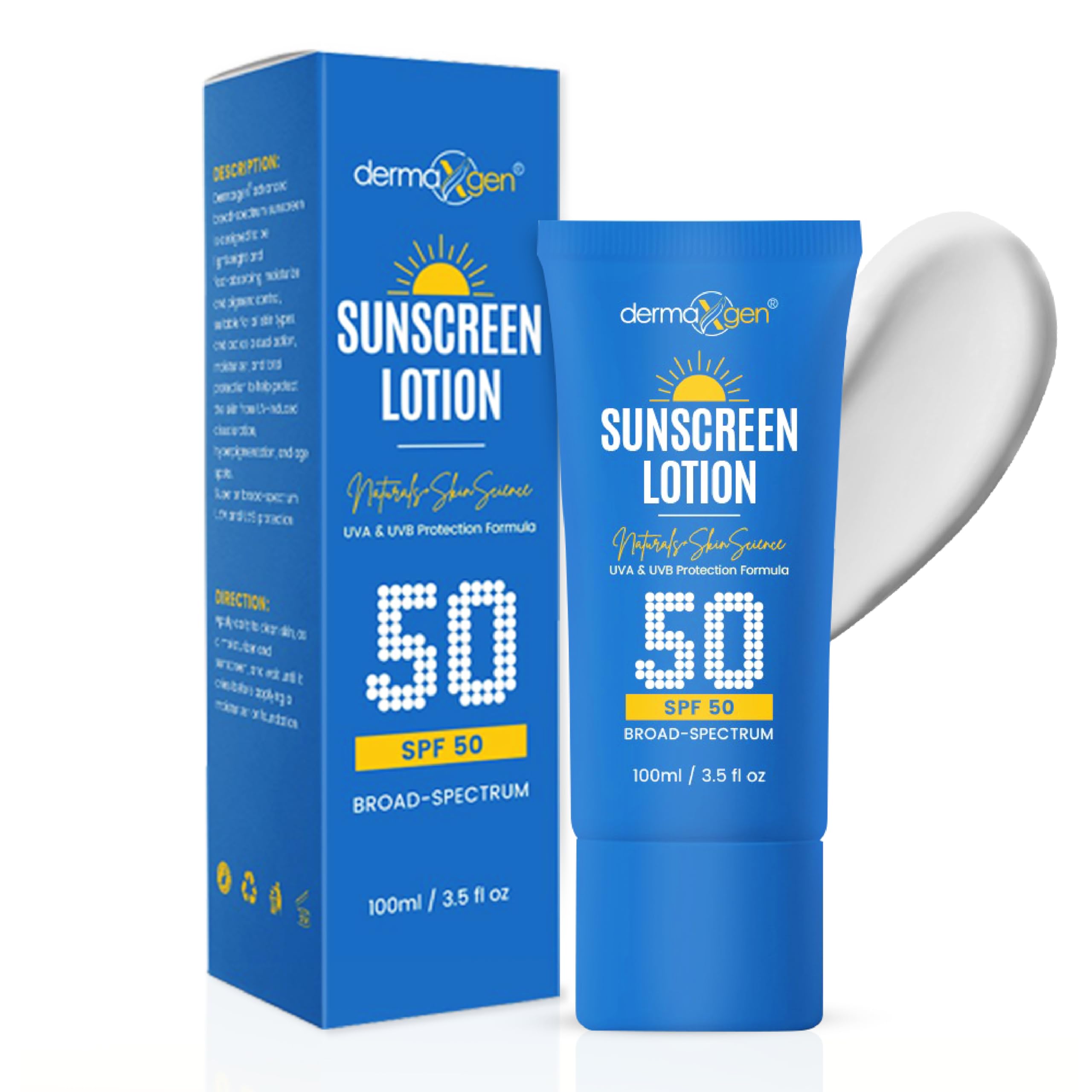 Broad Spectrum SPF 50 Sunscreen Lotion - Lightweight, Non-Greasy Sun Protection for All Skin Types | Hydrating & Water-Resistant Daily Moisturizer for Face & Body | Perfect for Beach, Swimming & Outdoor Activities