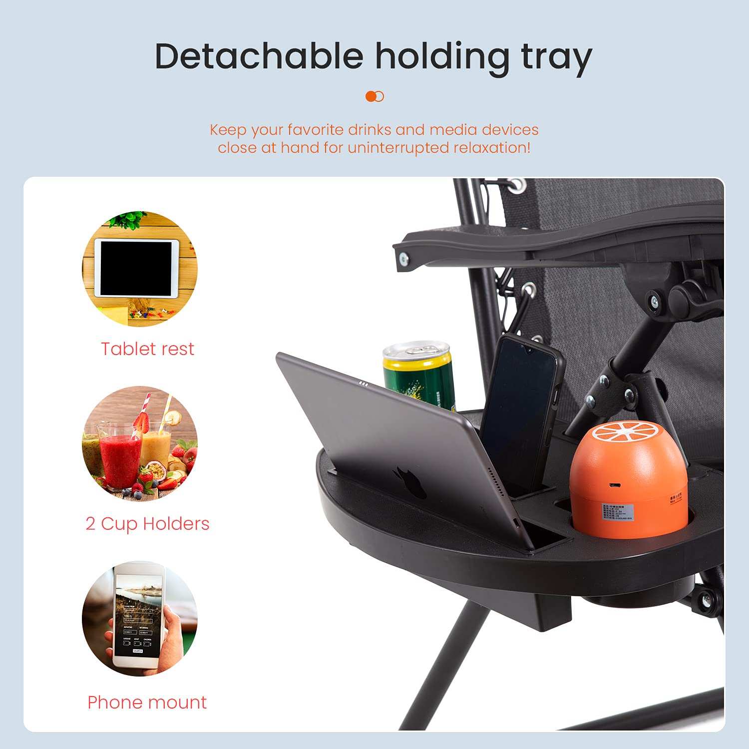 Zero Gravity Chair with Pillows & Cup Holder - Portable Folding Reclining Lounge Chair for Outdoor Relaxation - Perfect for Patio, Poolside, Beach, Backyard, Deck & Camping (Black)