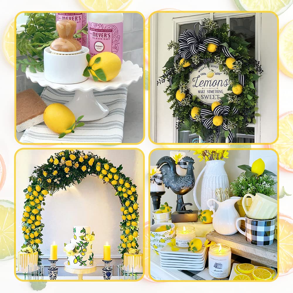 12 Pack Realistic Artificial Lemons with Leaves - 3.7