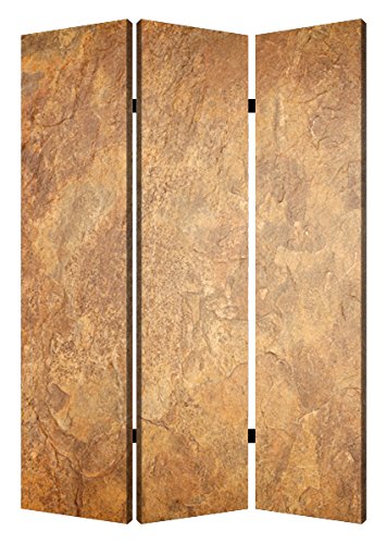 Brown Marble Room Divider Screen - 6ft Tall Folding Privacy Partition for Home & Office - Decorative Freestanding Panel for Living Room, Bedroom, or Studio