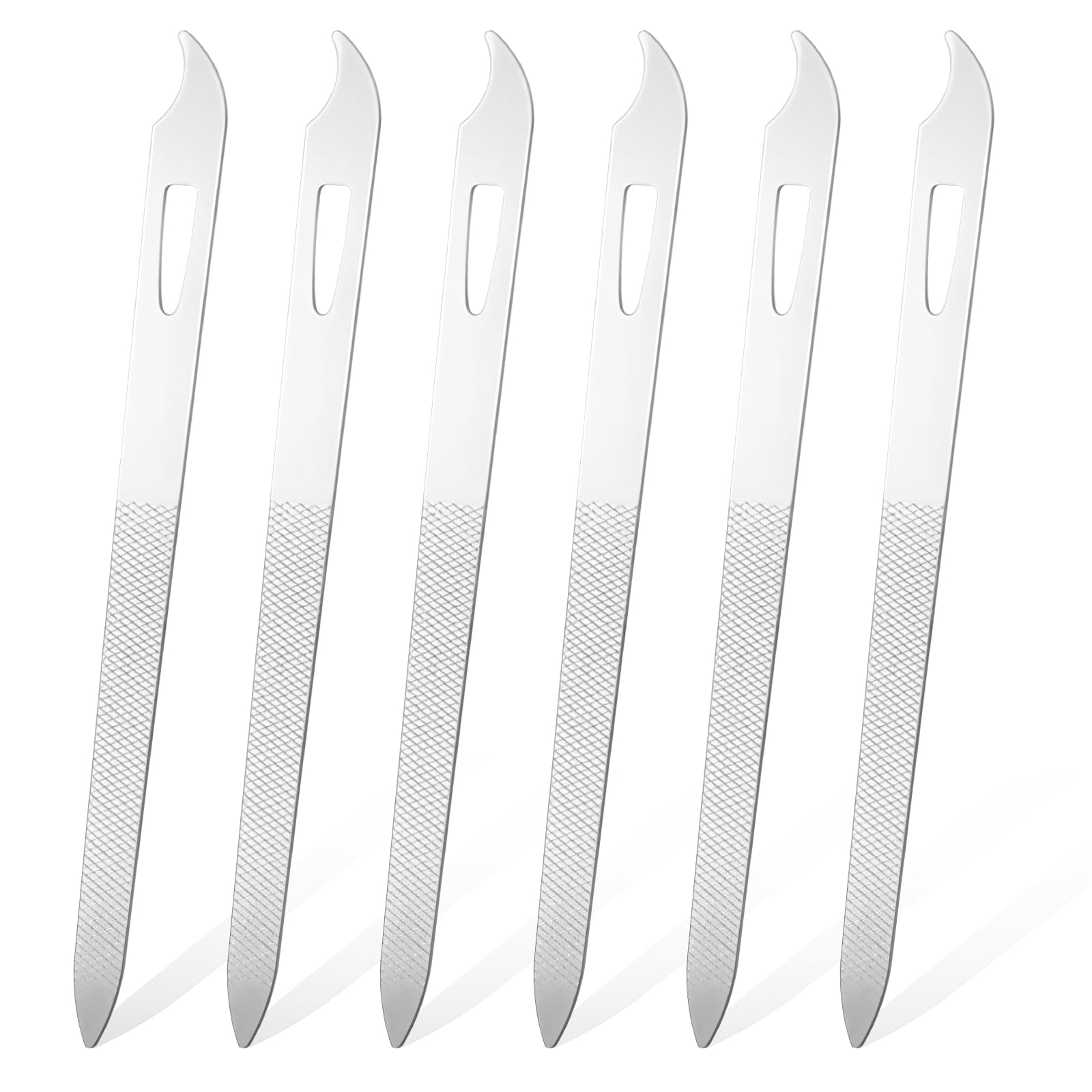 6-Piece Stainless Steel Nail Files Set - Double Sided Manicure & Pedicure Tools with Nail Cleaner Tips - Durable Thin Nail Filer for Natural Nails - Perfect for Home, Salon & Travel Nail Care