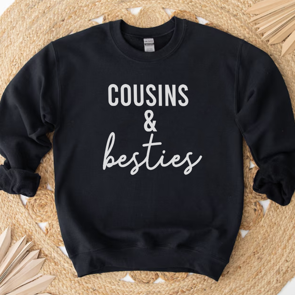 Cousins & Besties Matching Sweatshirts - Cute Couple Hoodies for Women - Perfect for Family Photos, Friendship Gifts & Twin Outfits