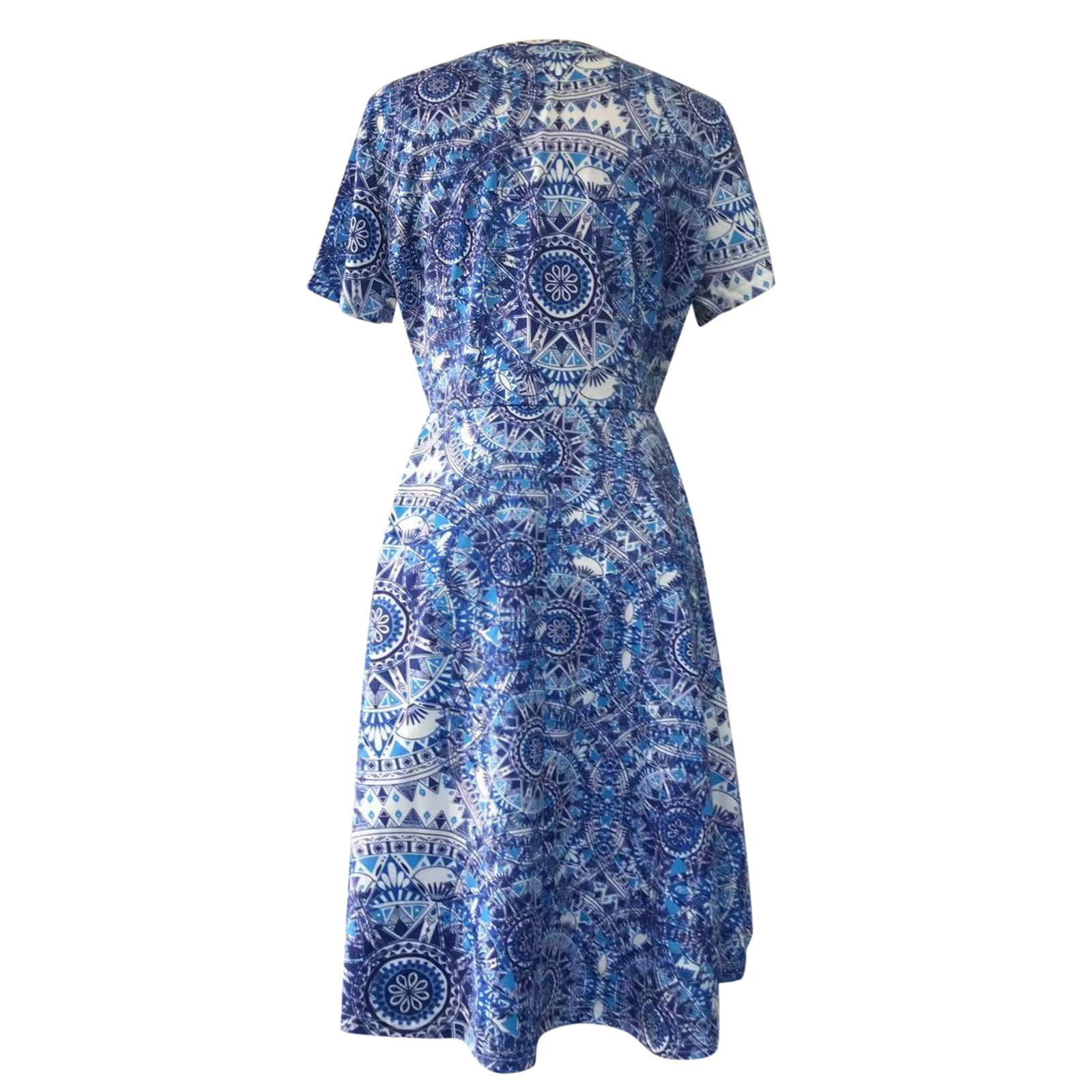 Women's Floral V-Neck Short Sleeve Party Dress with Pockets - Summer Casual & Cocktail Dress for Wedding, Vacation, Date Night & Special Occasions