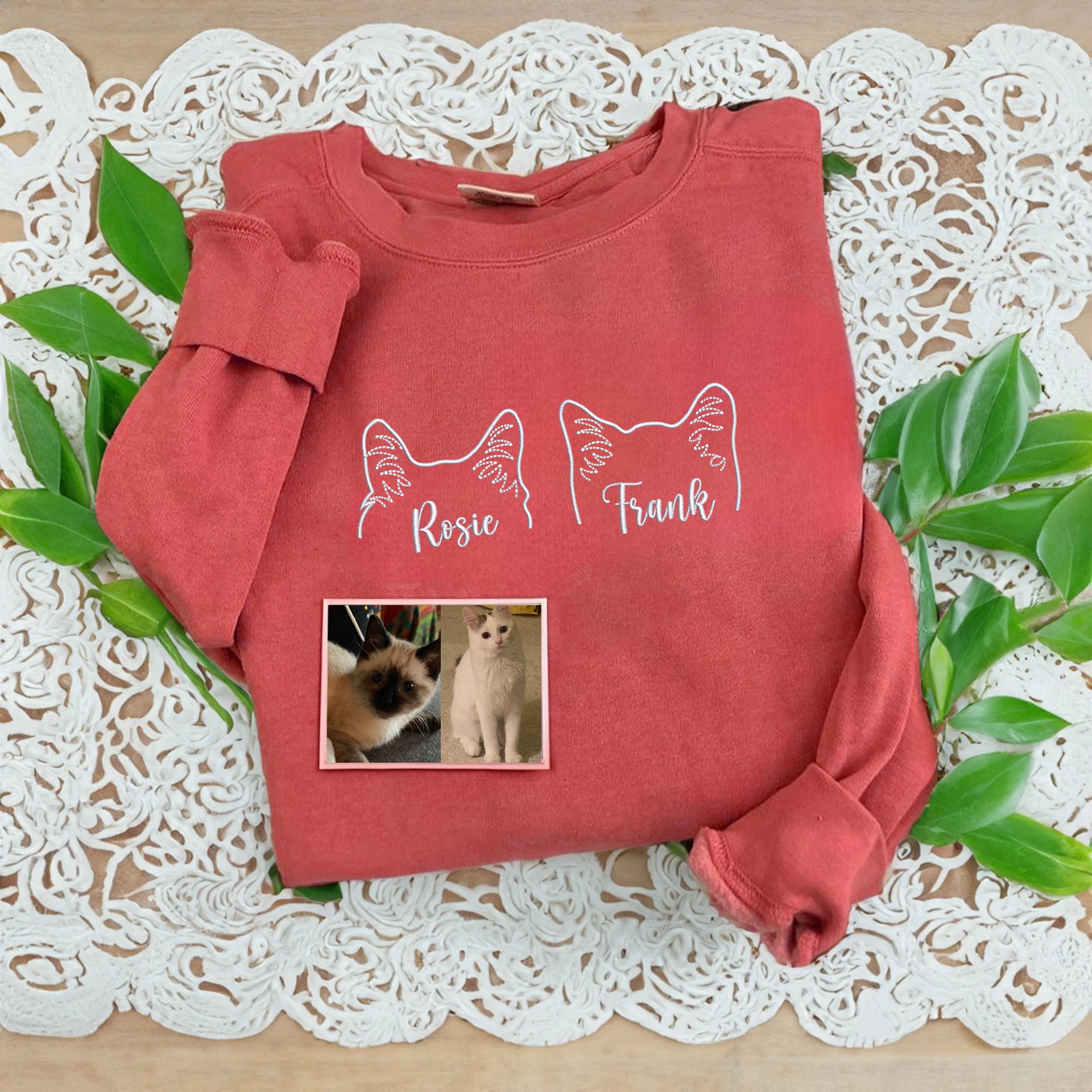 Custom Embroidered Dog Ear Sweatshirt - Comfort Colors® Pullover with Photo Personalization | Cozy Pet Lover Apparel for Casual Wear & Gifts