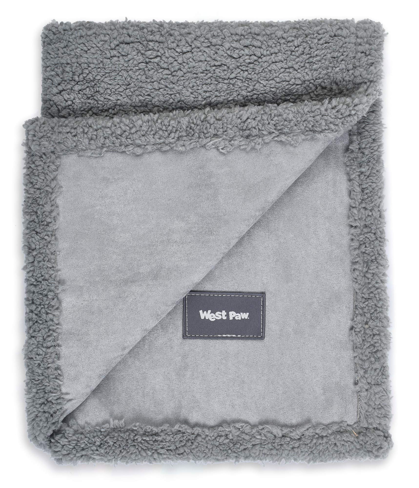 West Paw Big Sky Dog Blanket - Ultra Soft Fleece Pet Throw for Furniture, Couches & Chairs - Machine Washable Faux Suede Material - Large Size in Boulder Grey - Perfect for Cuddling, Sofa Protection & Pet Comfort