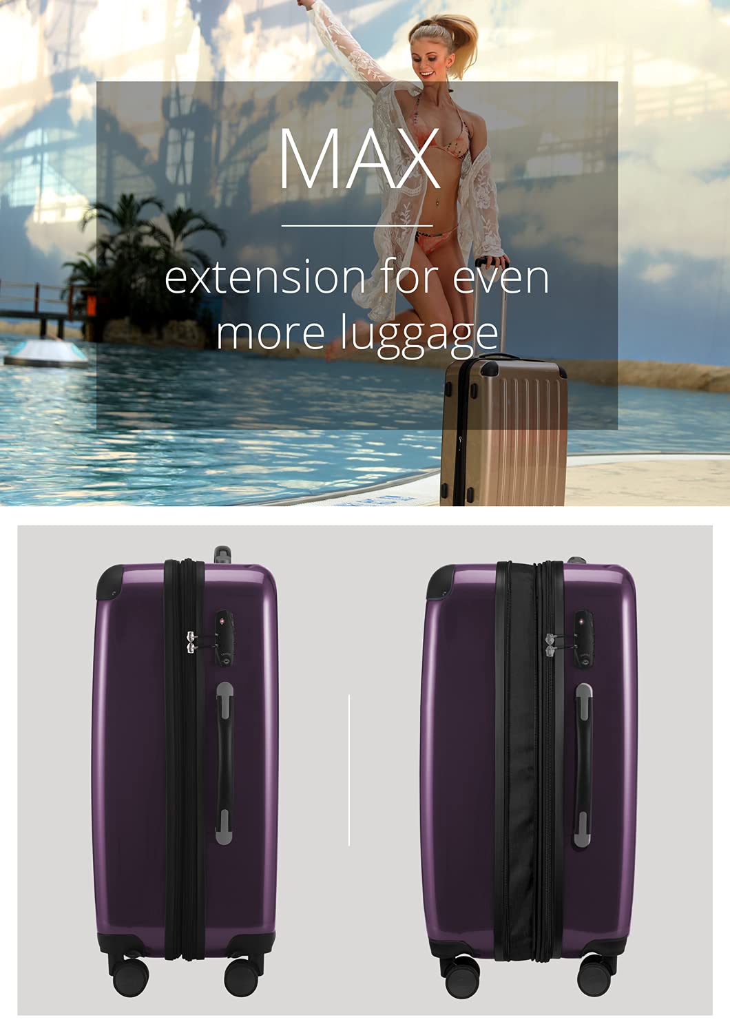 Premium Unisex 65cm Purple Suitcase for Adults - Perfect for Business Travel, Vacations & Weekend Getaways