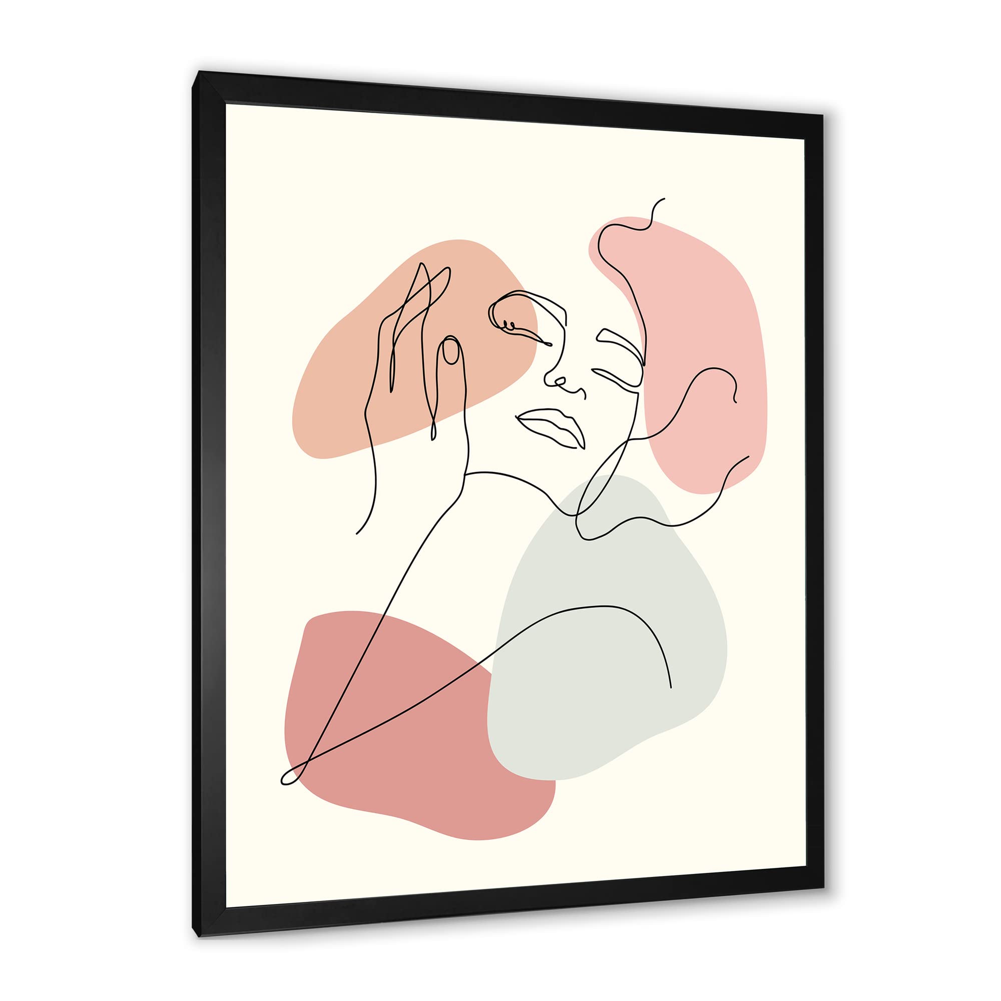 Modern Framed Wall Art - Continuous Line Portrait of Woman | Elegant Home Decor for Living Room, Bedroom & Office | Unique Abstract Line Drawing