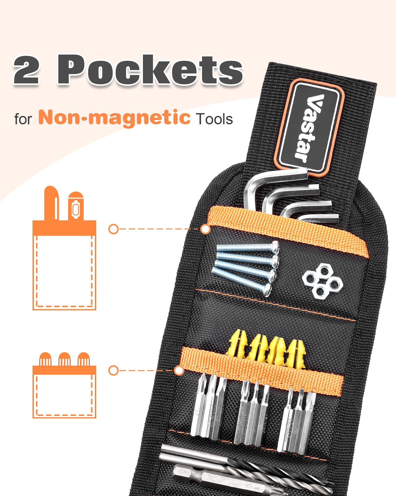 Magnetic Wristband Tool Belt - 5 Strong Magnets for Screws & Nails | DIY & Workshop Use