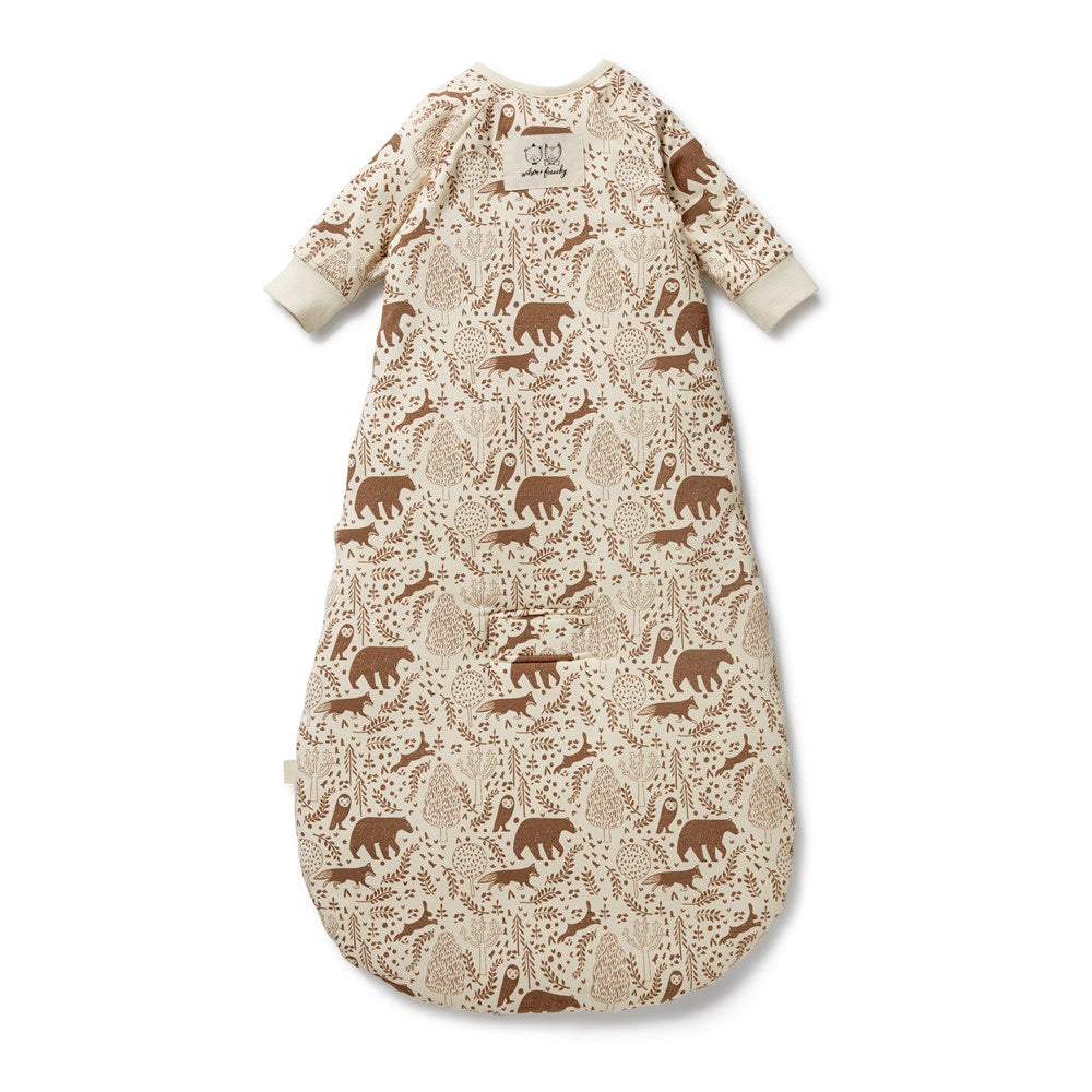 Organic Winter Forest Long Sleeved Sleeping Bag 3.5 TOG - Cozy & Warm Baby Sleepwear for Cold Nights, Nursery, and Outdoor Adventures