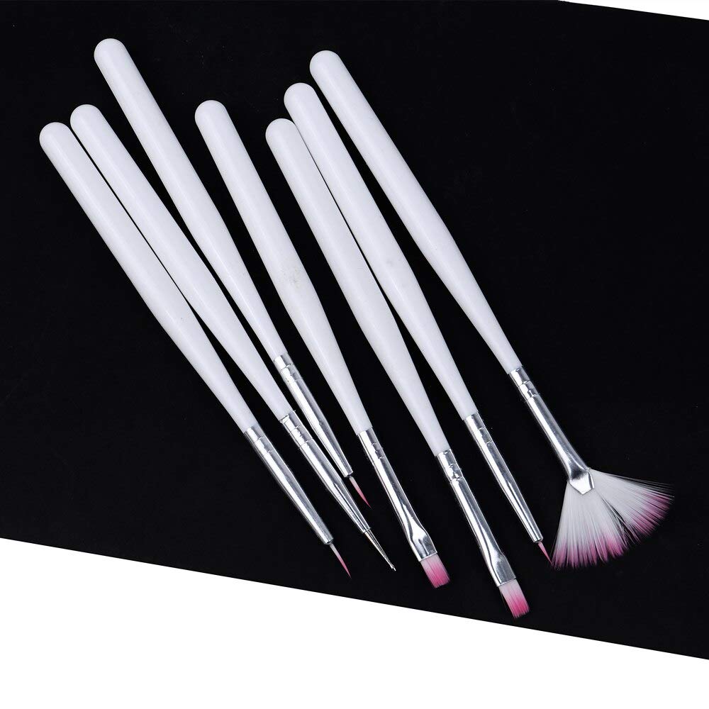7PCS Professional Nail Art Brush Set - Dotting Pens, Manicure Brushes for Acrylic, UV Gel & Nail Polish - White Nail Design Tools Kit for Salon & Home Use