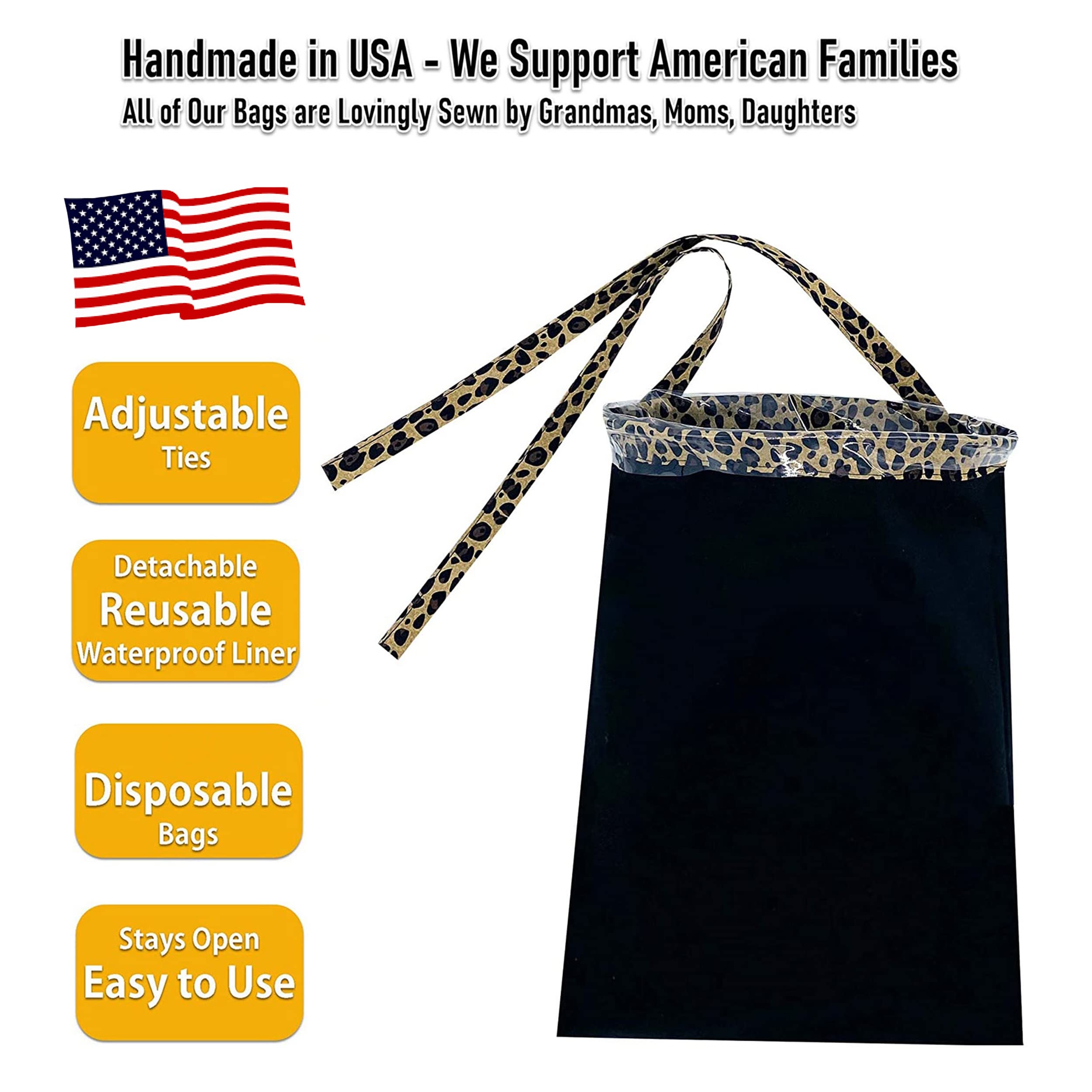 Leopard Print Car Trash Bag - Waterproof Hanging Garbage Bin for Front & Back Seat Headrest - Reusable & Disposable Liner with Cheetah Pattern (Large) - Perfect for Road Trips, Commuting & Keeping Your Vehicle Clean