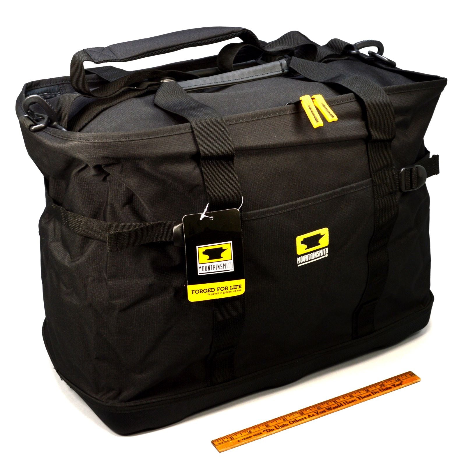 MOUNTAINSMITH Medium Black Zip Top Tote Bag with Adjustable Shoulder Strap - Durable Travel Tote for Hiking, Gym & Daily Commute