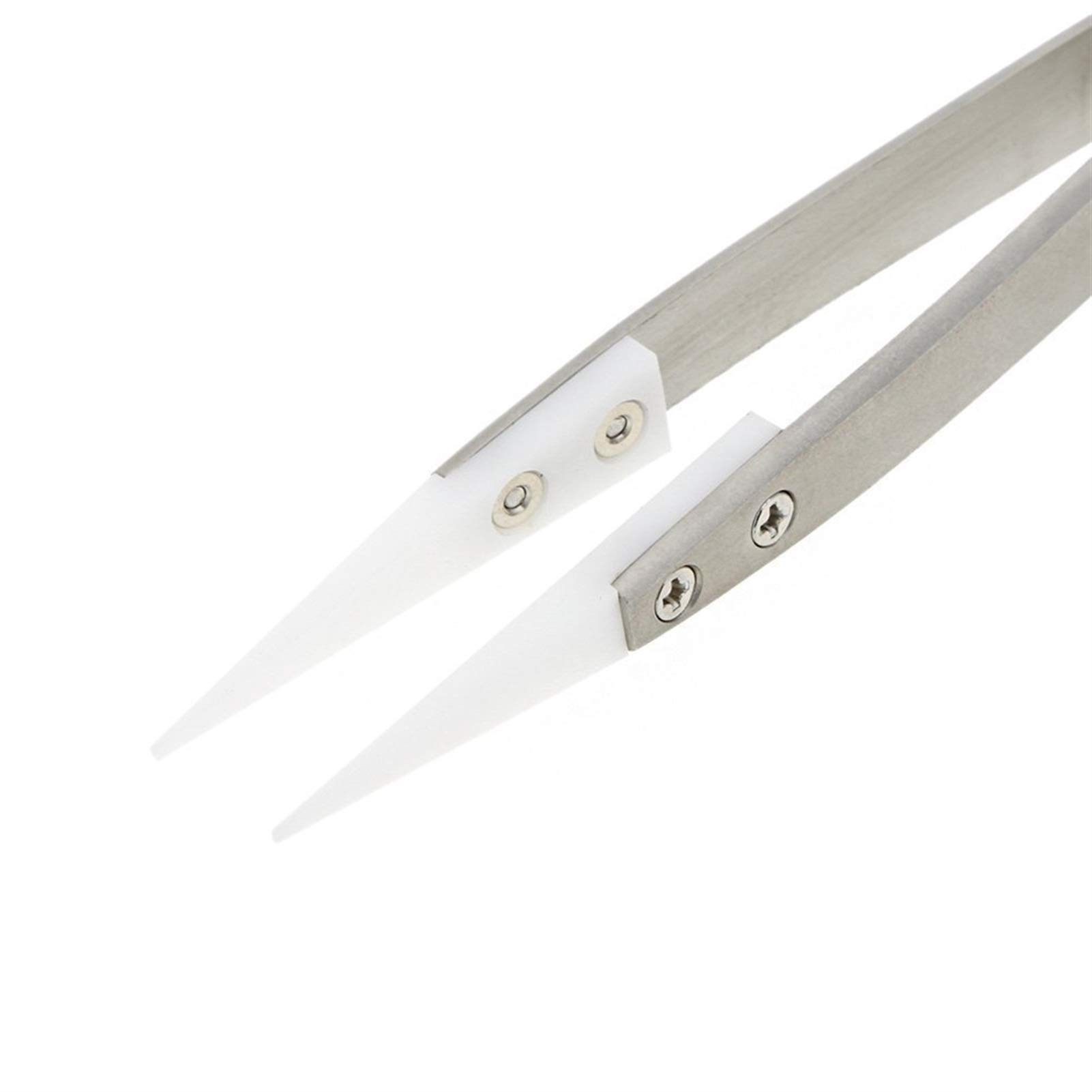 Premium Stainless Steel & Ceramic Tweezers - Heat Resistant, Non-Conductive with Pointed Tip for Electronics, Jewelry Making, and DIY Projects | Kengbi Professional Industrial Tools