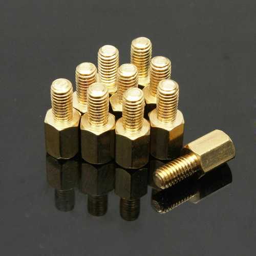 10x 6.5mm Brass Standoffs - 6-32 & M3 Threaded Spacers for PC Case & Motherboard Mounting - Perfect for Computer Builds, Electronics Projects, and DIY Hardware Assembly