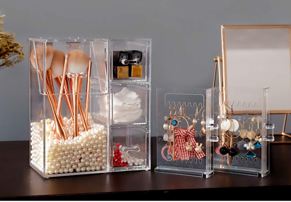 1PC Clear Acrylic Makeup Brush Holder with Lid - Waterproof Cosmetic Brush Organizer & Storage Display Case for Vanity, Dressing Table, Bathroom Countertop - Perfect for Travel & Home Makeup Organization