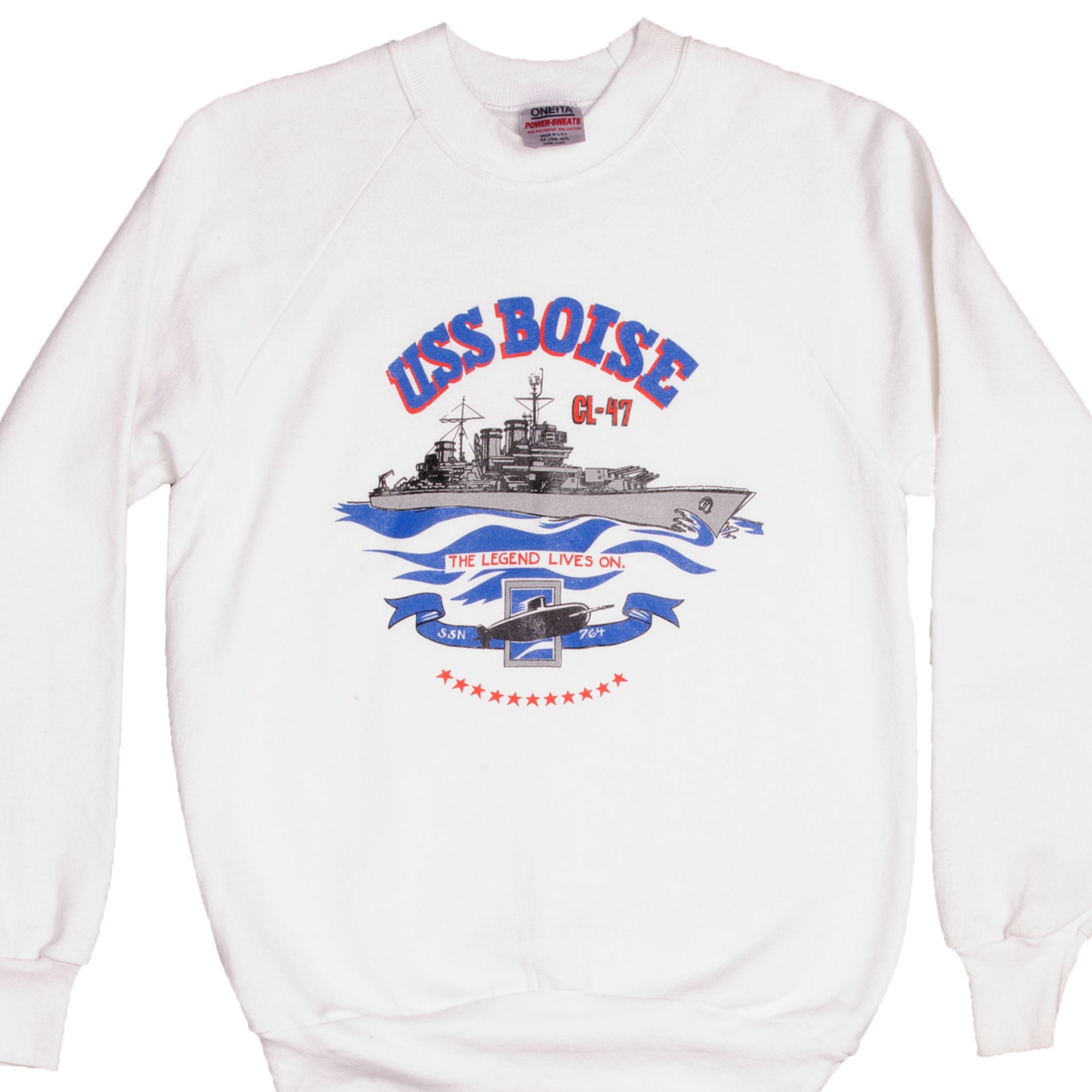 Vintage US Navy USS Boise CL-47 Crewneck Sweatshirt 1990s Medium - Made in USA - Perfect for Military Enthusiasts & Vintage Collectors