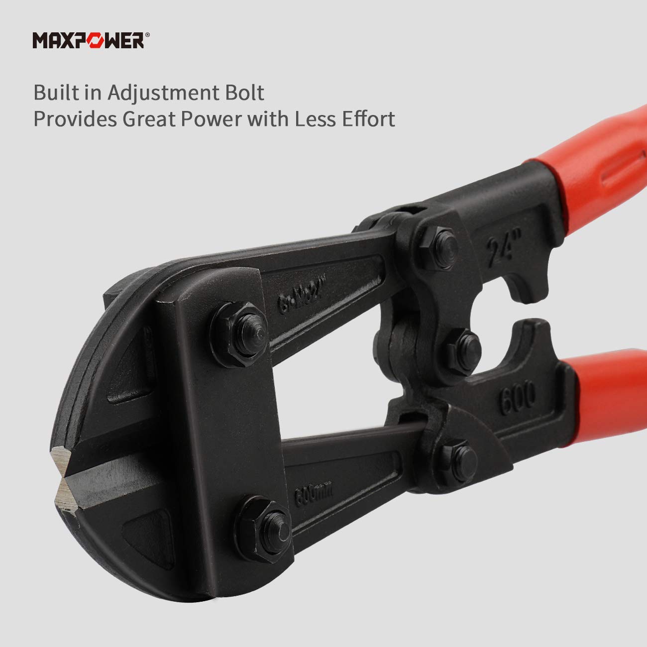 MAXPOWER 24-Inch Heavy Duty Bolt Cutter - Chrome Molybdenum Steel Blade for Cutting Chains, Locks & Metal Rods - Ideal for Construction, DIY & Emergency Use