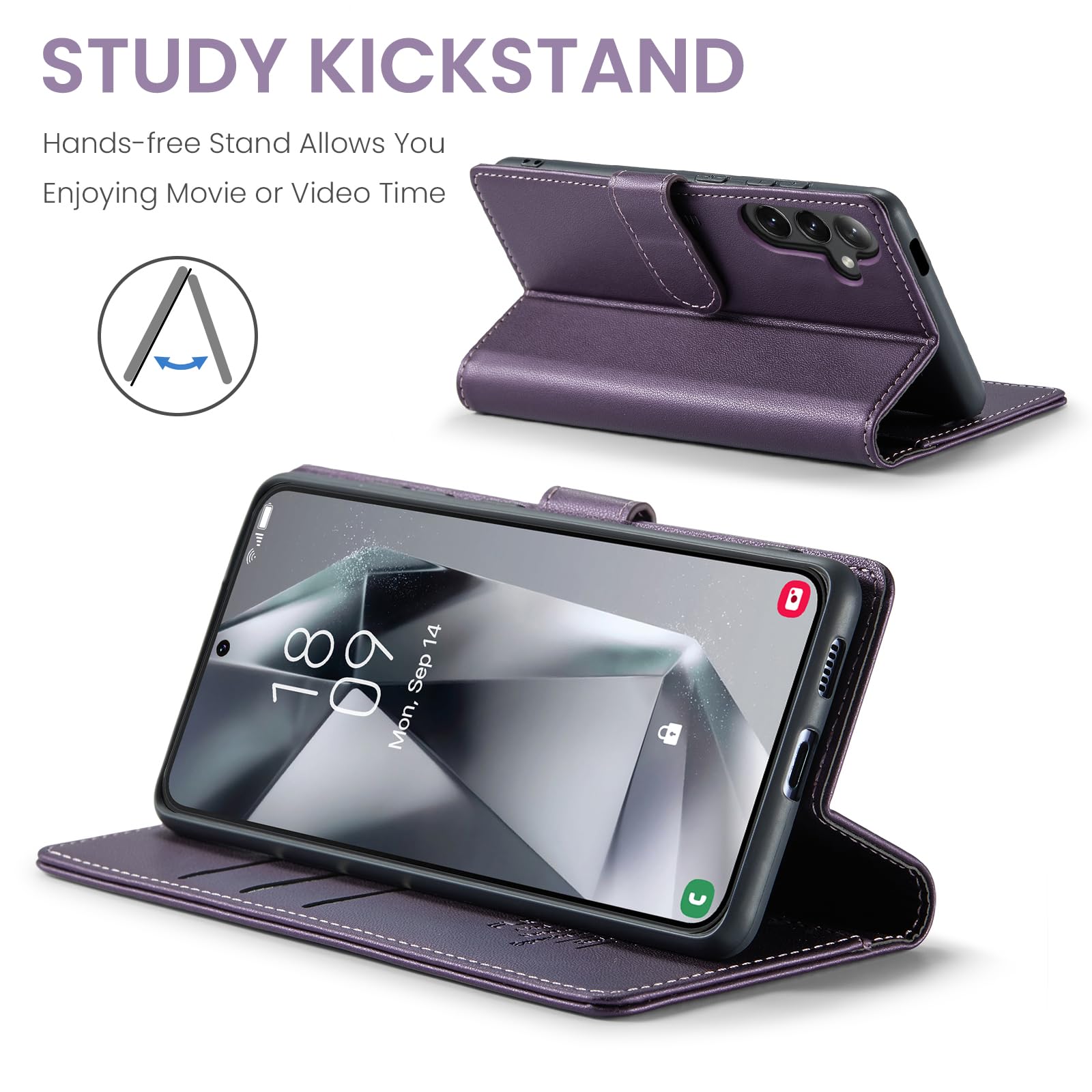 Samsung Galaxy S24 Plus Wallet Case with RFID Blocking & Credit Card Slots - PU Leather Flip Cover with Kickstand, Shockproof Protective Phone Case for Men & Women (Purple) - Perfect for Travel, Work & Daily Use