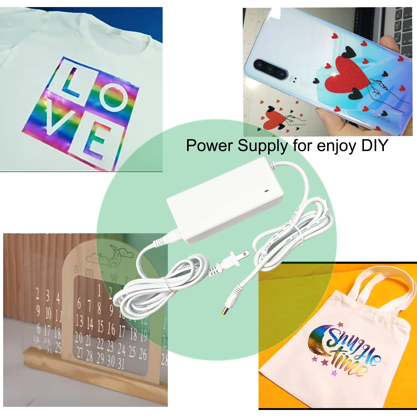 24VDC Power Cord Replacement for Cricut Maker 3 Cutting Machine - Compatible with Cricut Maker 3 Power Adapter & Charger (White) - Perfect for DIY Crafting, Vinyl Cutting & Scrapbooking Projects
