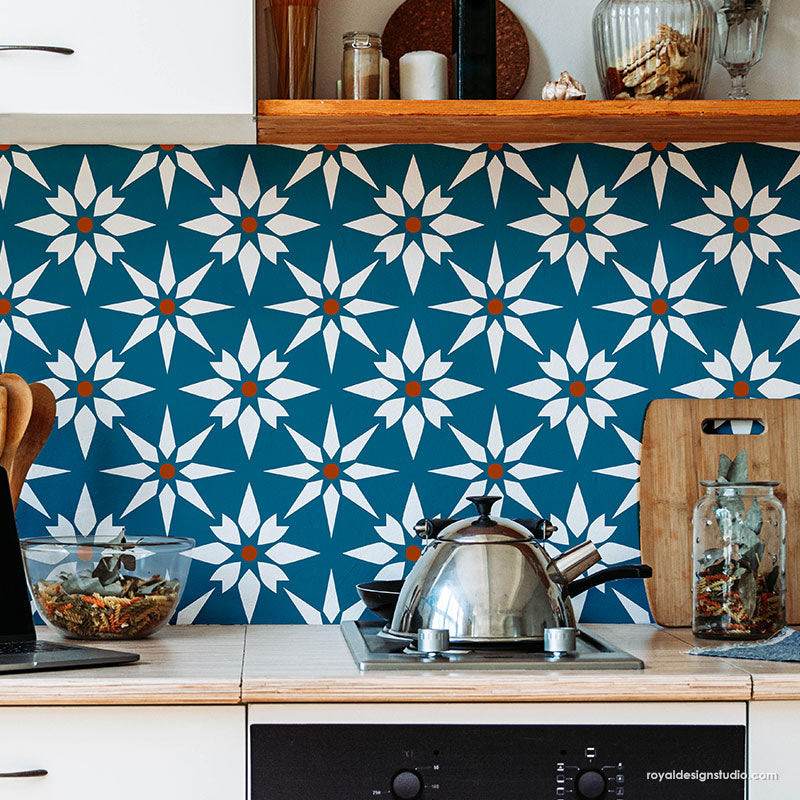 Starz Tile Stencil Kit - Reusable DIY Wall & Floor Tile Painting Templates for Home Decor & Crafts | Perfect for Bathroom, Kitchen Backsplash, and DIY Projects