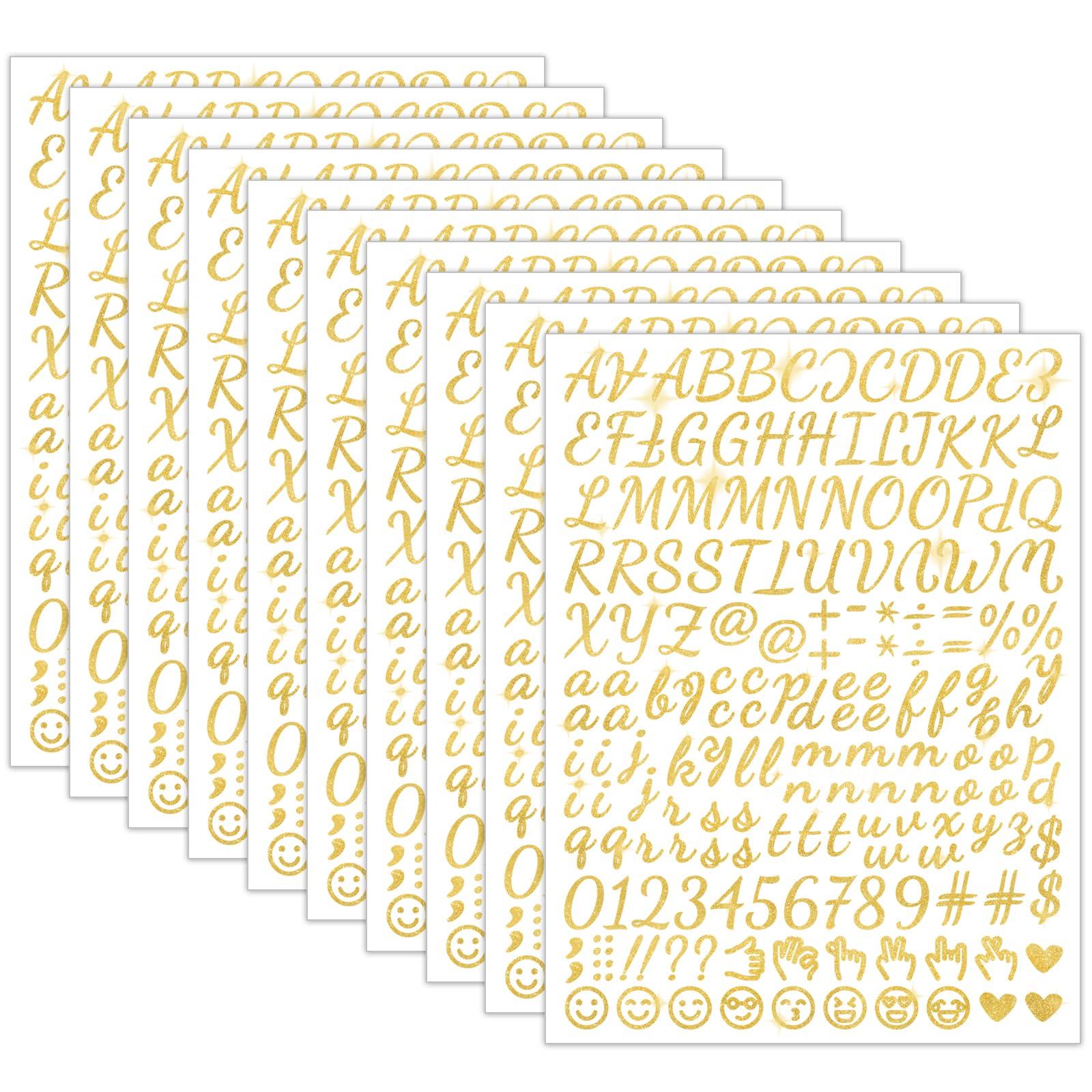 Premium 1730 Alphabet Letter Stickers - 10 Sheets Self-Adhesive Monogram Stickers for DIY Crafts, Scrapbooking, Card Making & Notebook Decoration (Glitter Gold, Medium Size) - Perfect for Personalized Gifts, School Projects & Home Decor