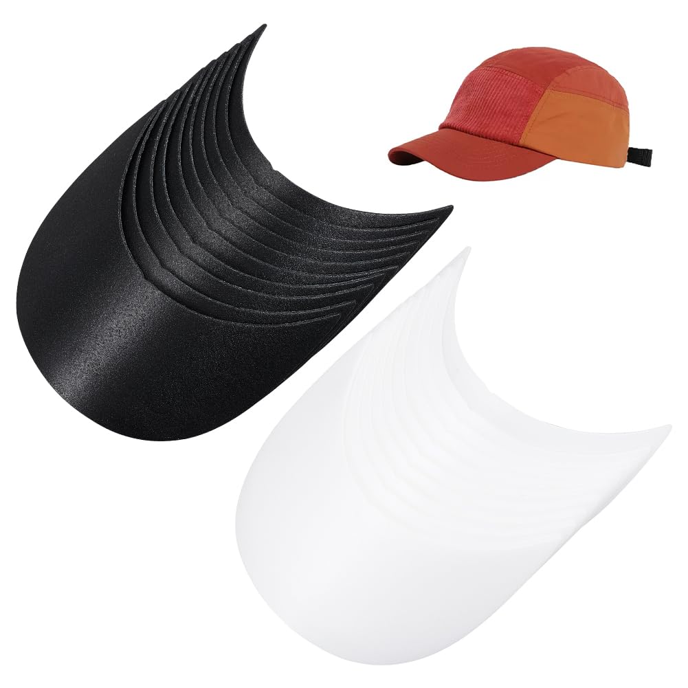 BENECREAT 20pcs 6.5x5.1inch Baseball Cap Visor Insert - White & Black Plastic Hat Brim Form Shaper for DIY Craft, Sewing Caps, Hat Making, and Professional Hat Repair