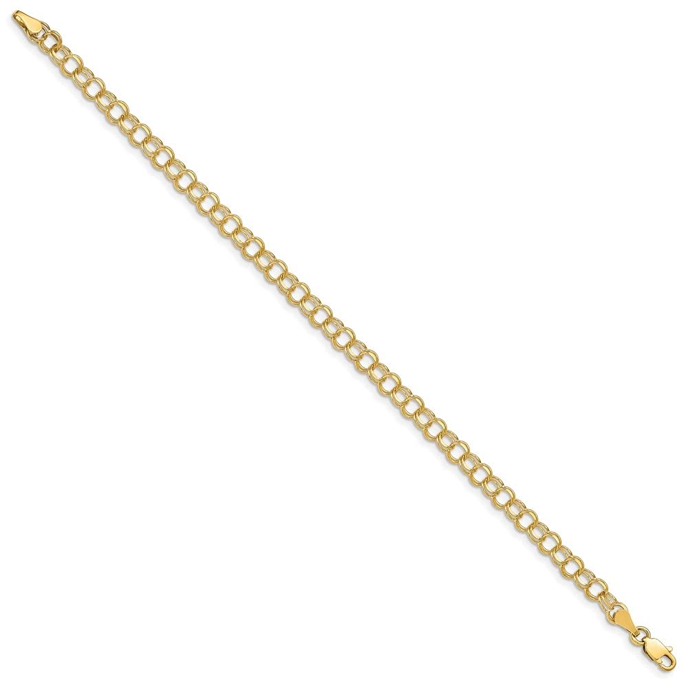 14K Yellow Gold Double Link Charm Bracelet for Women - Elegant Dainty Jewelry Gift for Her, Perfect for Birthday, Anniversary & Everyday Wear