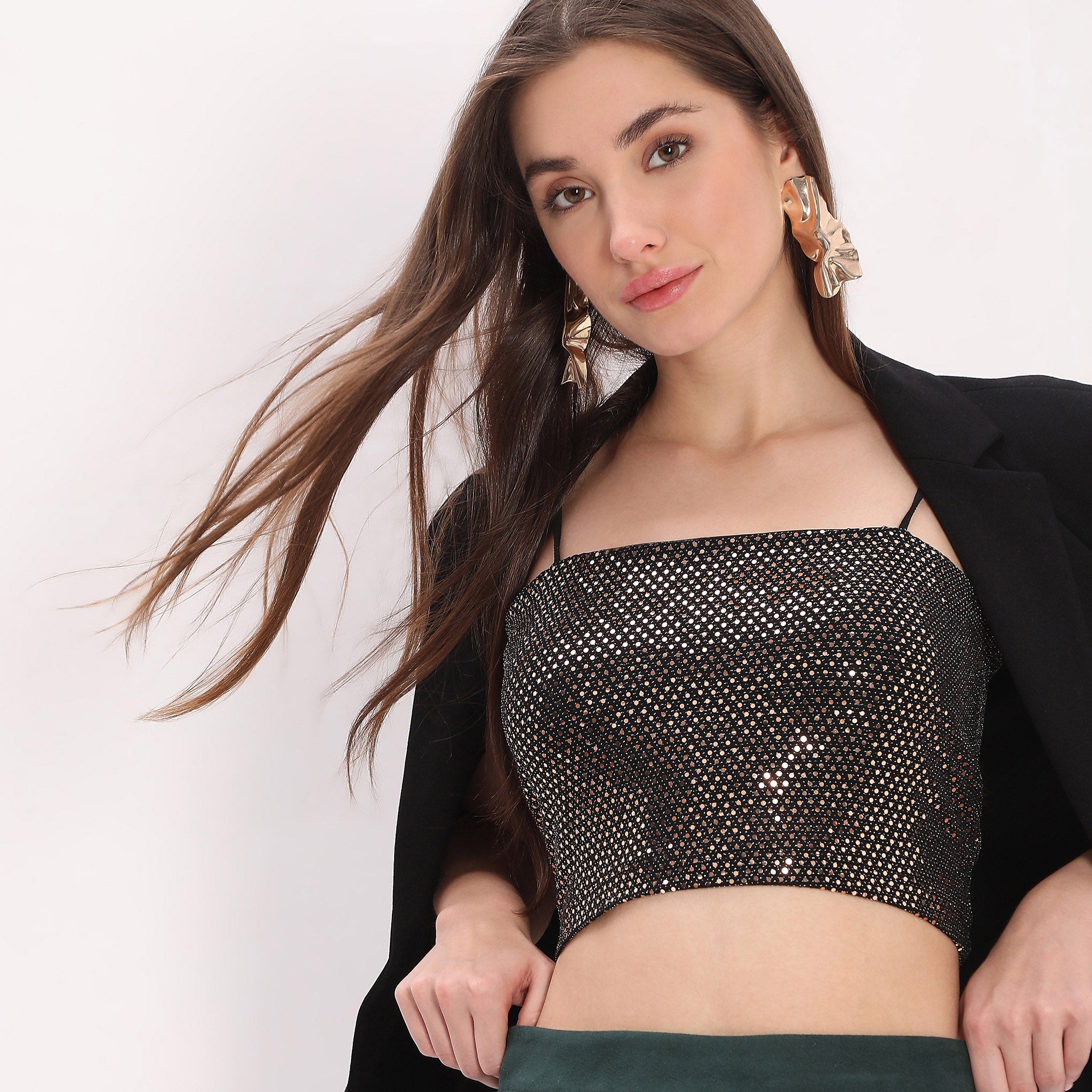 Embellished Betty Look Sleeveless Party Crop Top for Women - Sexy Summer Clubwear & Night Out Outfit