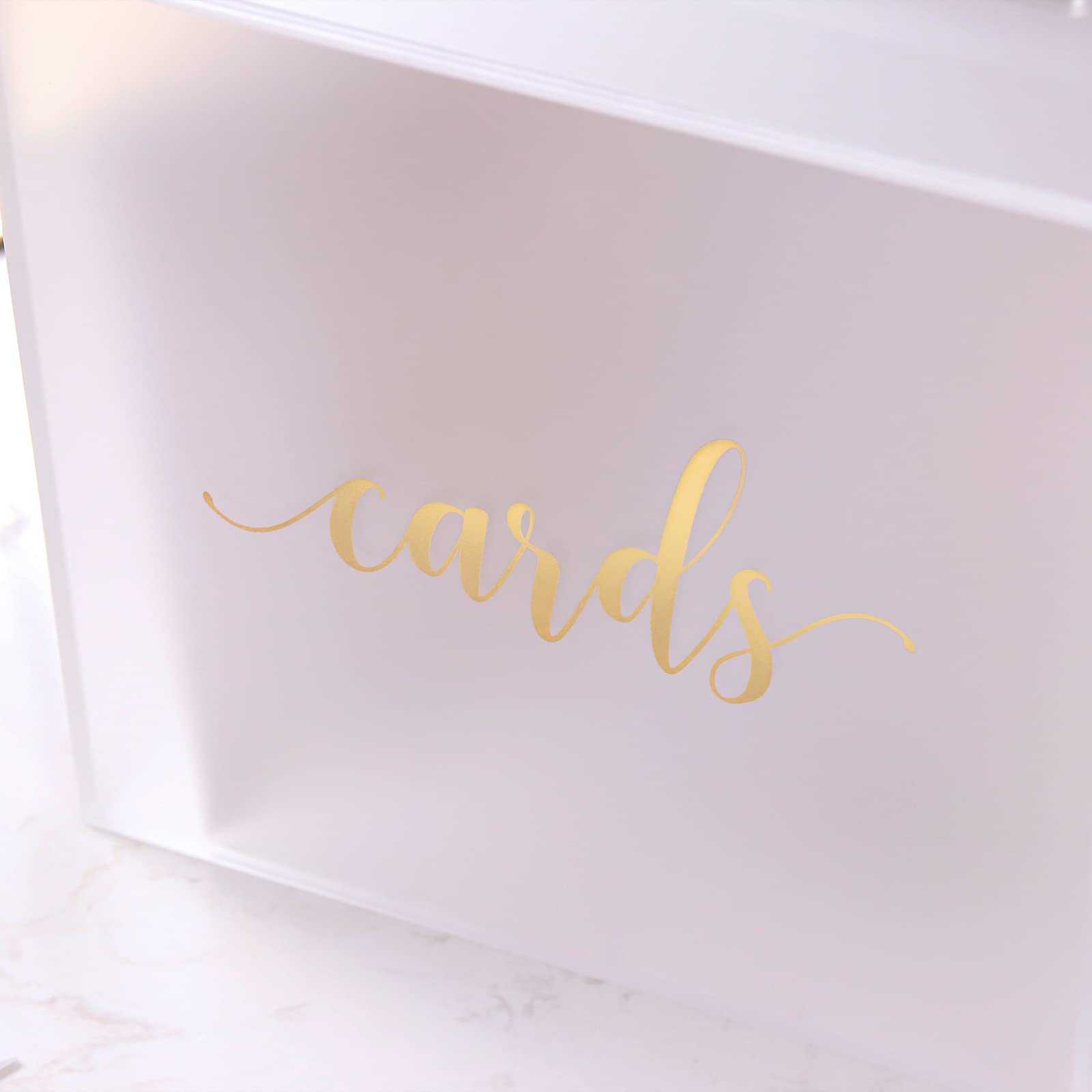 UNIQOOO Frosted Acrylic Wedding Card Box with Slot - 10x10x5.5 Inch Large Money Gift Box with Gold Foil | Perfect for Wedding Receptions, Birthday Wishes, Memory Keepsakes, Suggestion Boxes & Voting Ballots | Elegant Display for Home, Office or Special Events