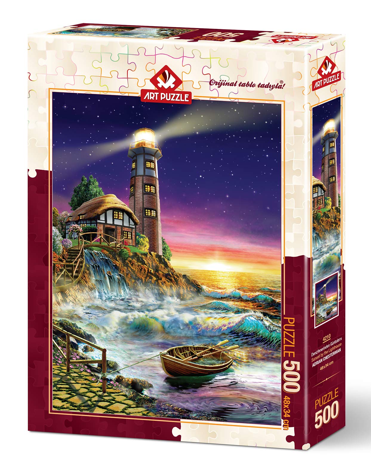 Heidi Art 500-Piece Jigsaw Puzzle - Sunset by The Lighthouse | Premium Puzzle for Adults & Teens | Perfect for Family Game Night & Home Decor