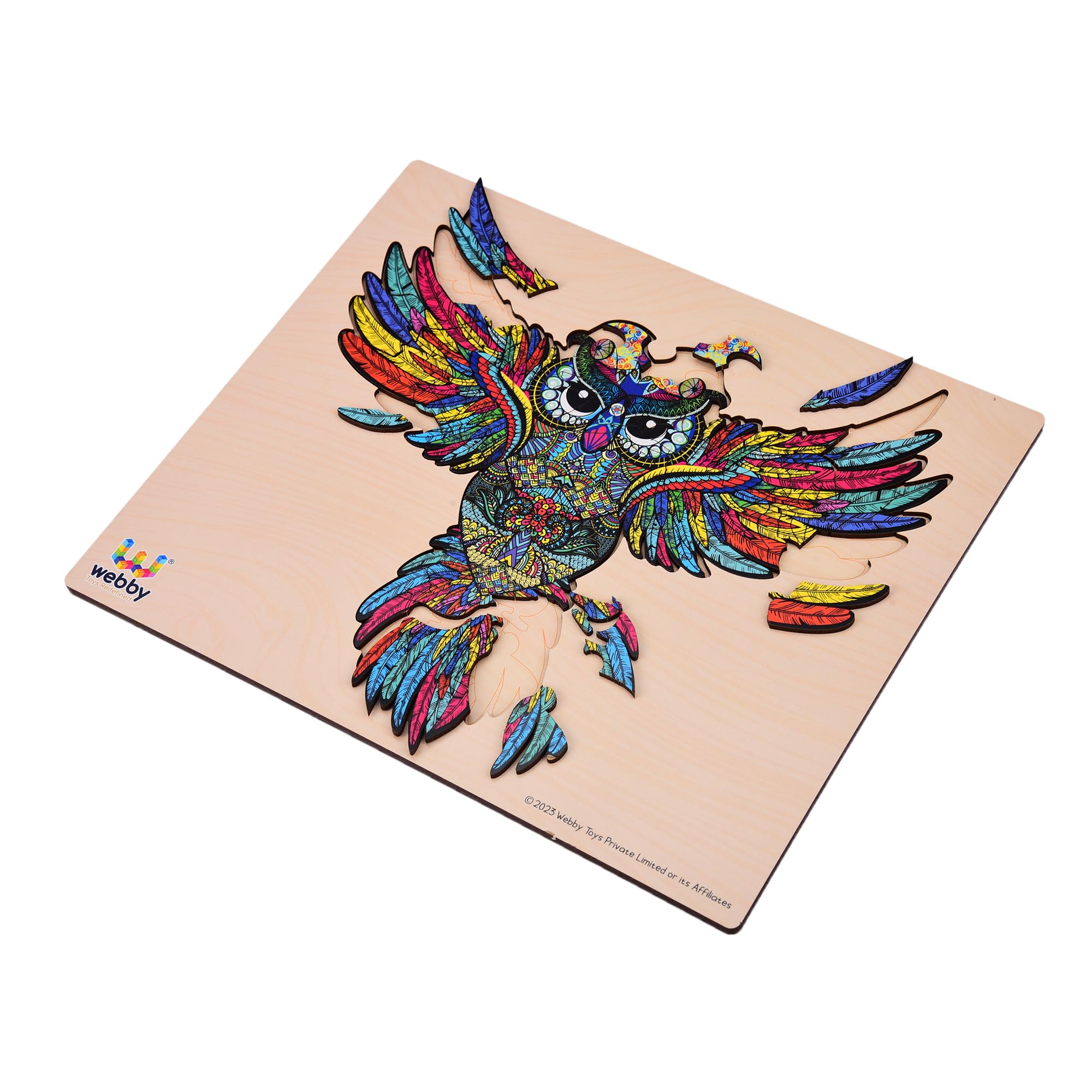 Webby Colorful Owl Shaped Jigsaw Puzzle - 100 Piece Family Puzzle with Storage Tray (28×24 cm) - Unique Animal Shaped Puzzle for Adults & Kids - Perfect Gift for Birthday, Christmas & Family Game Night