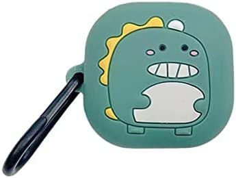 Premium Cute Green Dinosaur Protective Case with Keychain for Samsung Galaxy Buds 2/Pro/Live (2020-2021) - Trendy Cartoon Design for School, Work & Travel Accessories