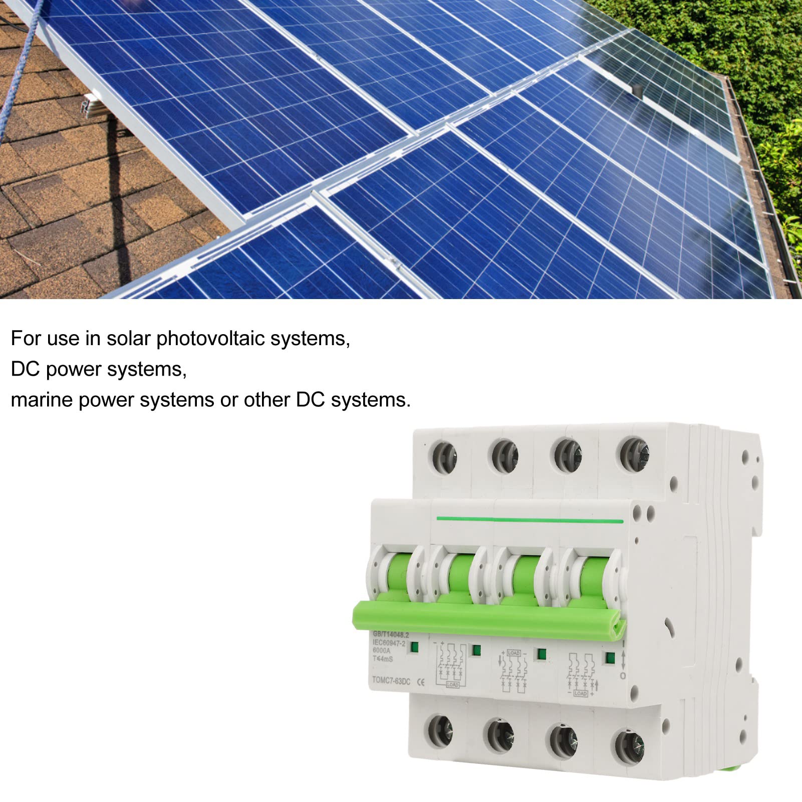 EXCLUZO 50A 1000V DC Solar Circuit Breaker - High Power Reliable Protection for Solar Panel Systems | Perfect for Off-Grid, RV, Marine & Home Solar Power Applications