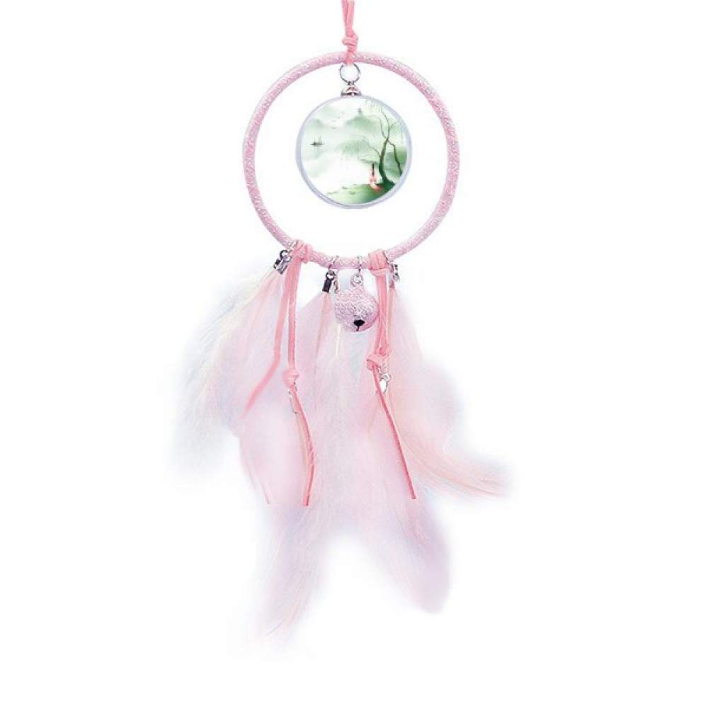 YaoX Chinese Style Watercolor Dream Catcher with Small Bell - Handmade Boho Wall Hanging for Bedroom, Nursery & Living Room Decor - Perfect for Home, Office and Gift Giving