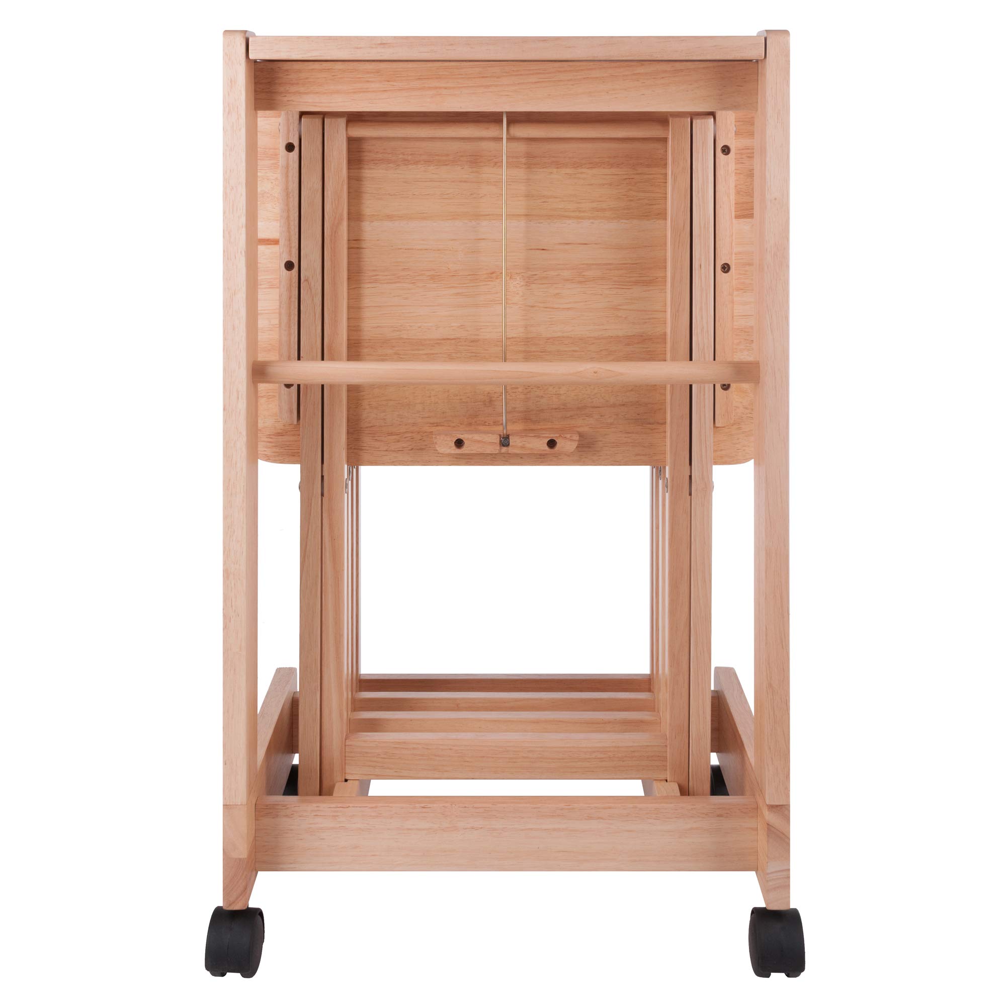 Winsome Brienda 32-Inch Natural Wood Snack Table Set with Mobile Serving Cart - 4-Piece Living Room & Patio Coffee Table Set for Entertaining, Snacks, and Drinks