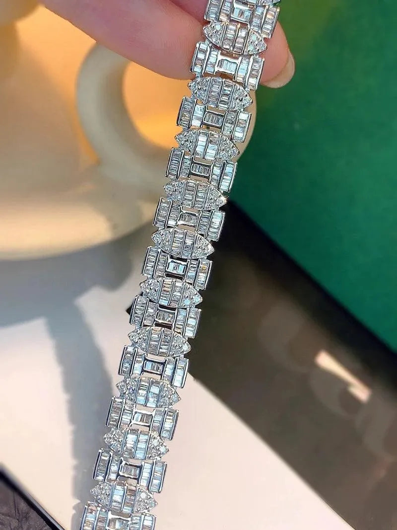18K White Gold Diamond Bracelet for Women - 5.0 Carat Real Natural Diamonds, Luxury Shiny Design, Elegant Party Jewelry | Perfect for Weddings, Anniversaries & Special Occasions
