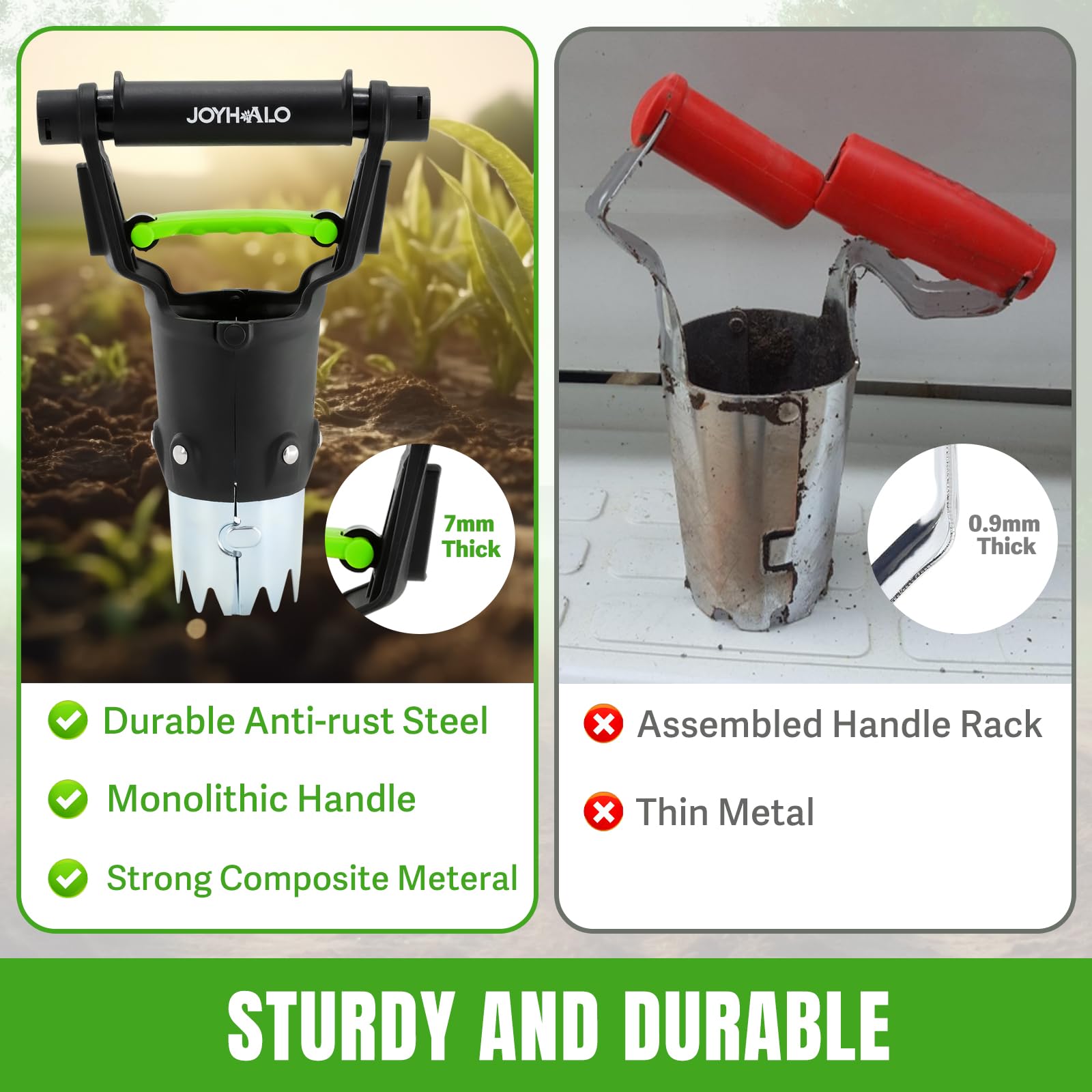 Joyhalo 5 Inch Garden Bulb Planter Tool with Automatic Soil Release - Perfect for Planting Tulip, Daffodil, Dahlia, Lily & Onion Bulbs - Ideal Gardening Tool for Spring & Fall Planting Seasons