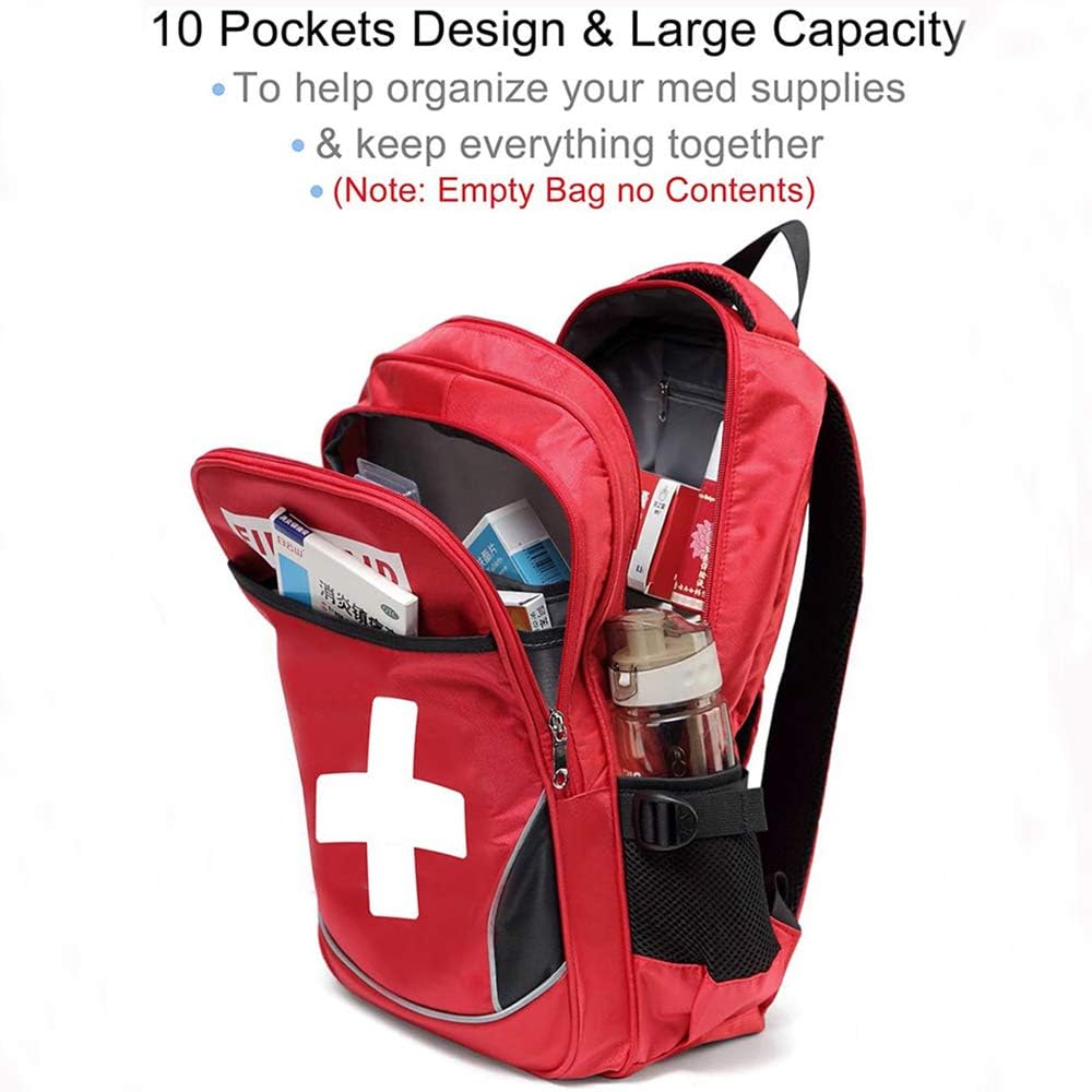 First Aid Bag Empty Red - Emergency Medical Kit for Home, Car & Travel - Portable First Aid Pouch for First Responders & Outdoor Adventures