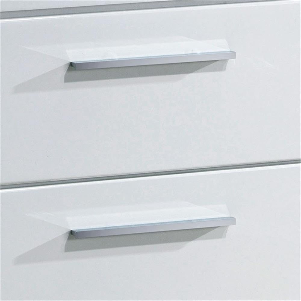 BOWERY HILL Modern 2-Drawer Wooden Nightstand - Glossy White Finish for Bedroom, Living Room, or Office