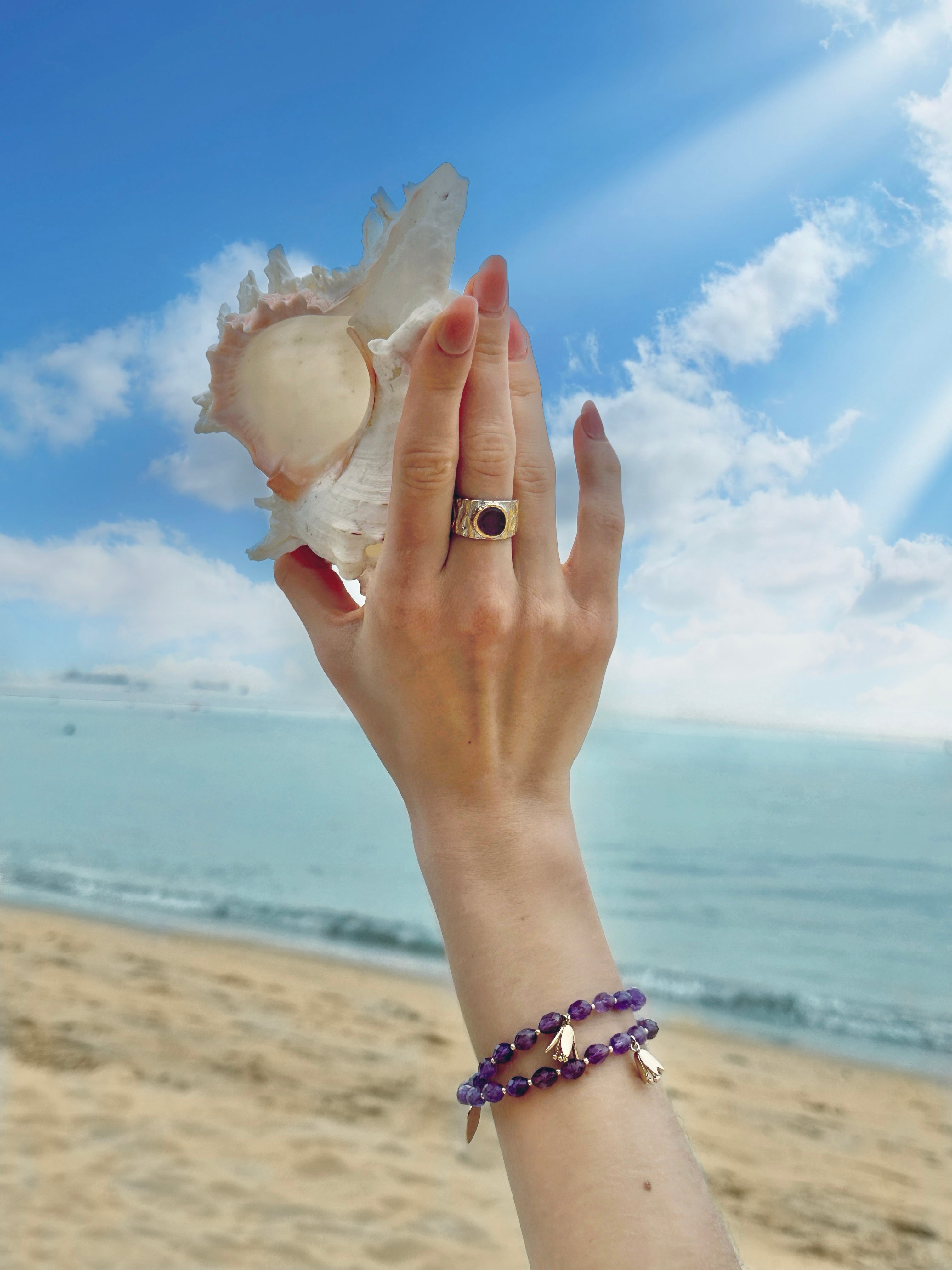 Amethyst Flower Charm Double Layer Bracelet & Choker LB005 | Elegant Jewelry for Women, Perfect for Parties, Weddings & Everyday Wear
