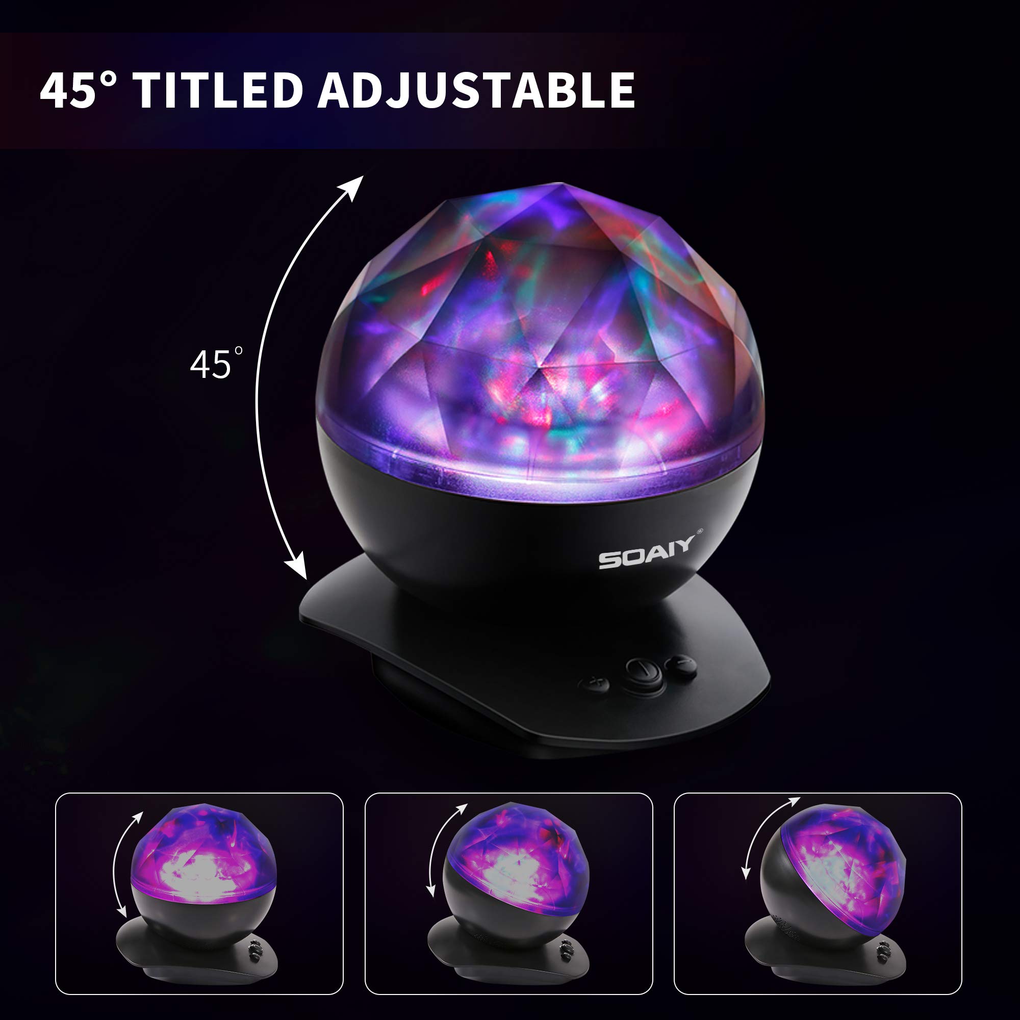 SOAIY Aurora Borealis Light Projector with Remote - 8 Lighting Modes, Built-in Speaker & Timer - LED Northern Lights Projector for Bedroom, Kids Room, Meditation & Relaxation - Perfect for Adults, Teens & Children