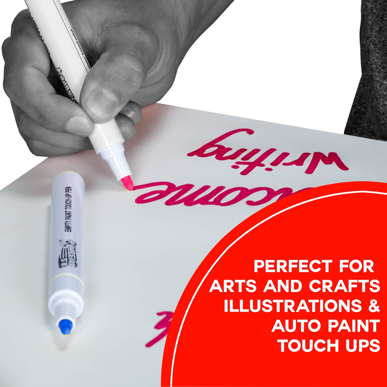 Fillable Blank Paint Touch Up Pen Markers - Set of 6 for DIY Art, Auto & Home Repairs - Compatible with Acrylic, Oil & Water-Based Paints - Perfect for Car Scratches, Furniture Touch Ups & Craft Projects
